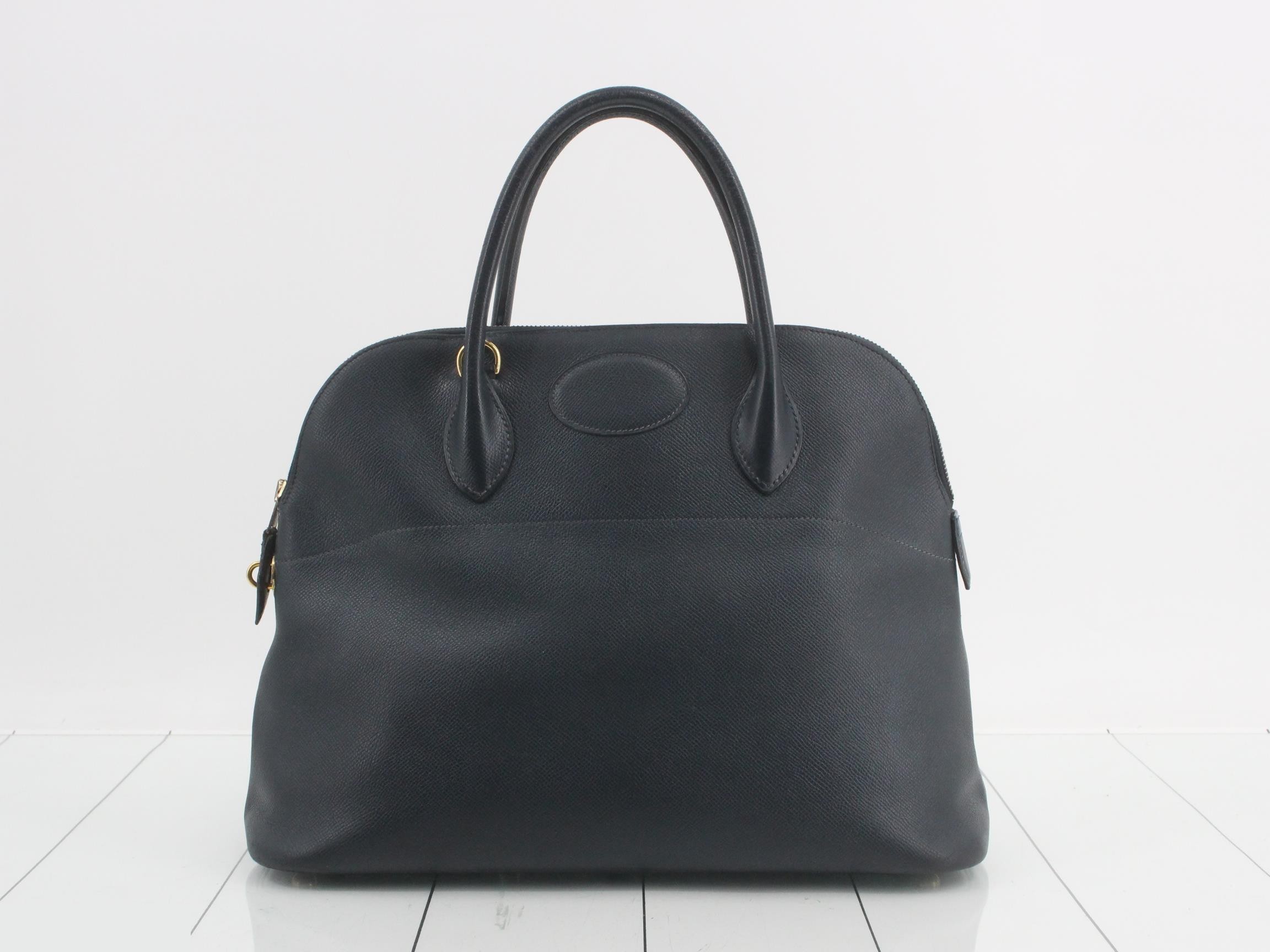 Bolide 35 Courchevel Leather Bag, X Stamp, 2-Way Handle, Gold Hardware, with Strap