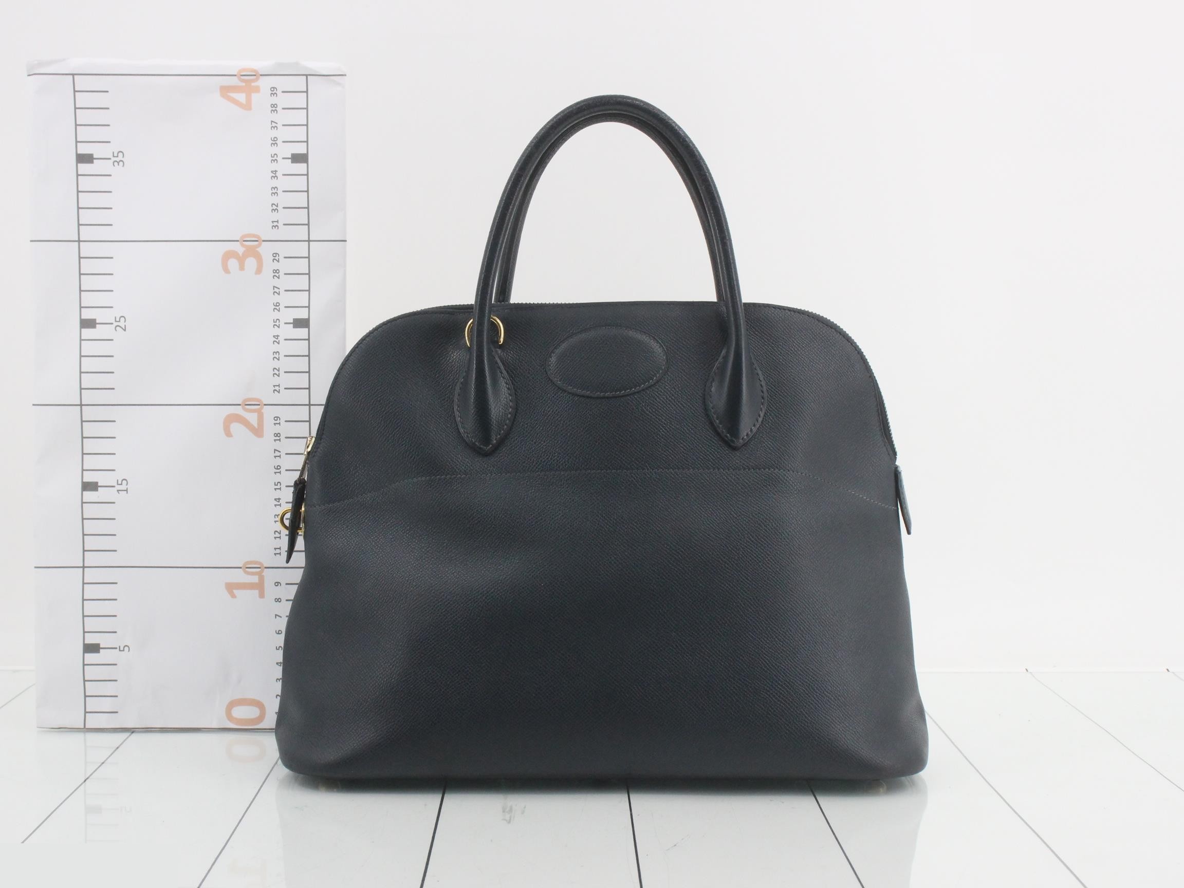 Bolide 35 Courchevel Leather Bag, X Stamp, 2-Way Handle, Gold Hardware, with Strap — view 2