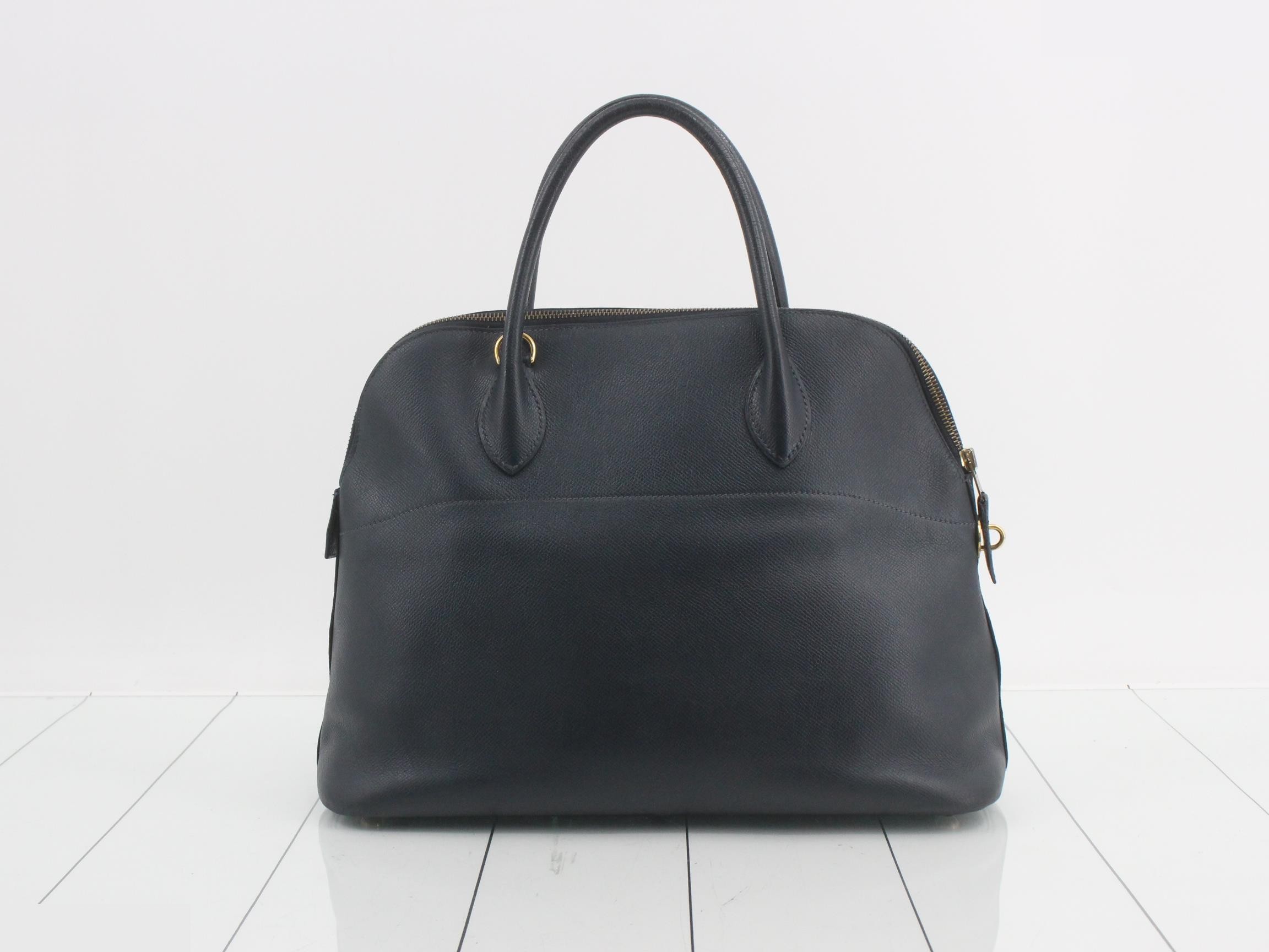 Bolide 35 Courchevel Leather Bag, X Stamp, 2-Way Handle, Gold Hardware, with Strap — view 3