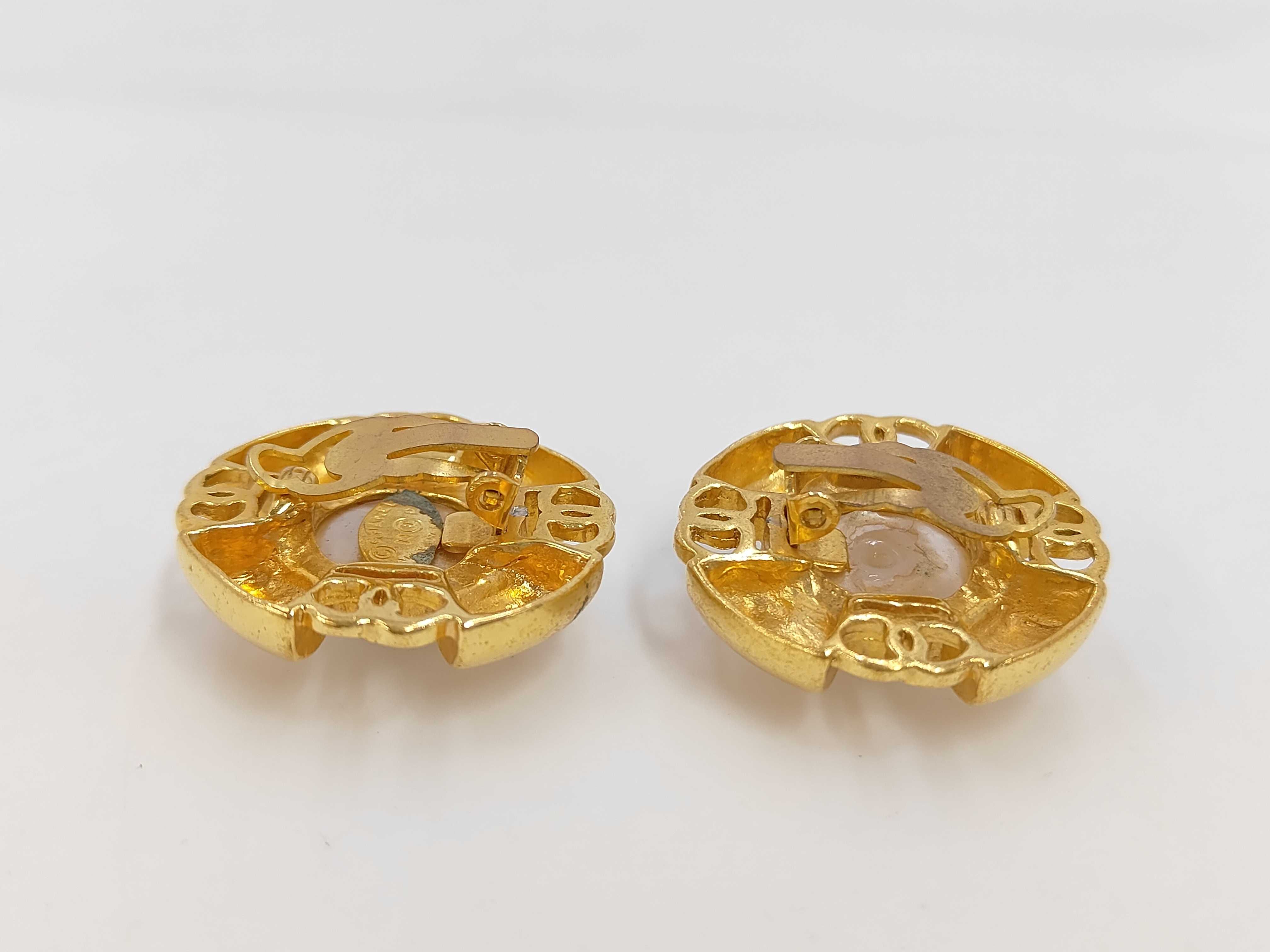 Gold Plated Faux Pearl Vintage Earrings (One earring has a comment) — view 3