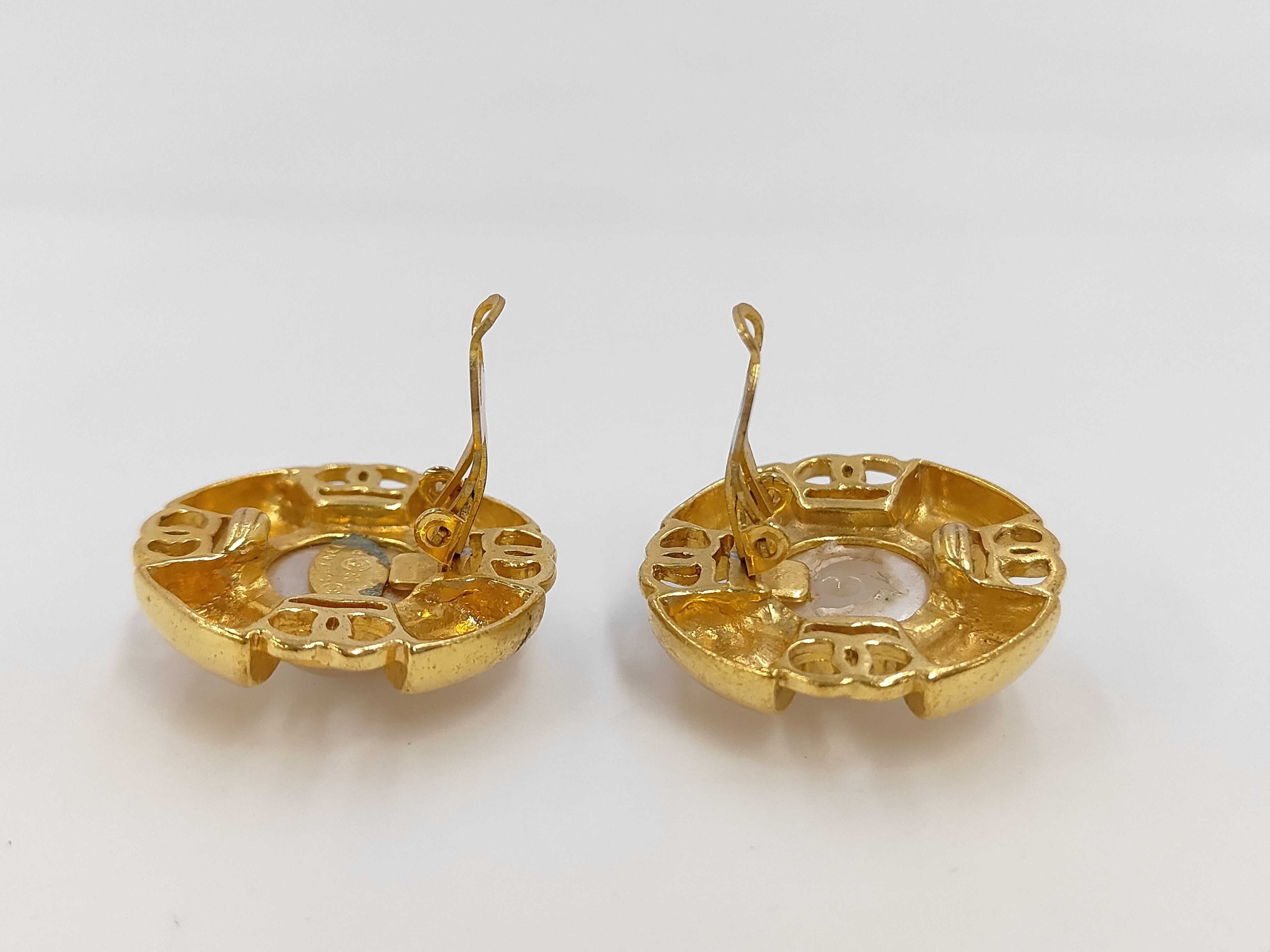 Gold Plated Faux Pearl Vintage Earrings (One earring has a comment) — view 5