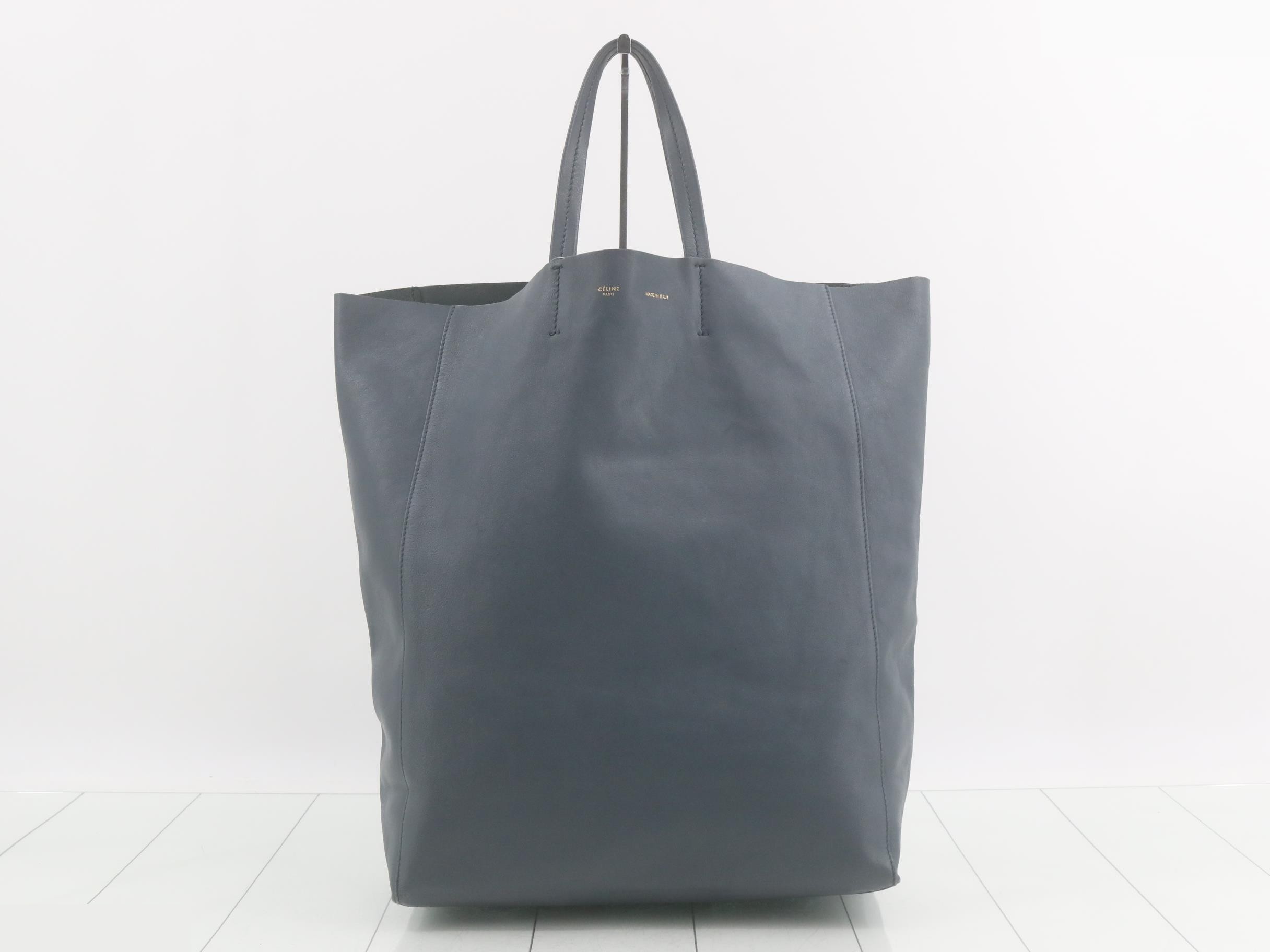 Leather Vertical Cabas Tote Bag