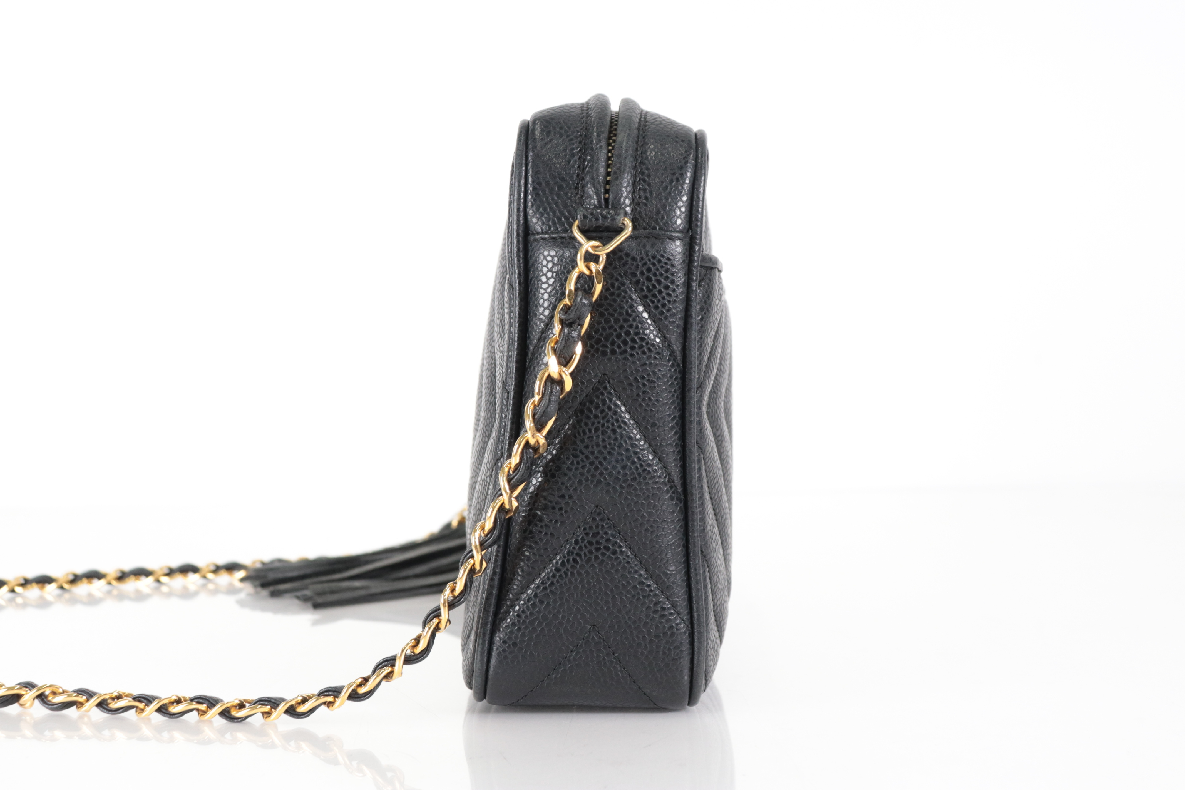Diamond Stitch Caviar Fringe Chain Shoulder Bag (Series 2) — view 5