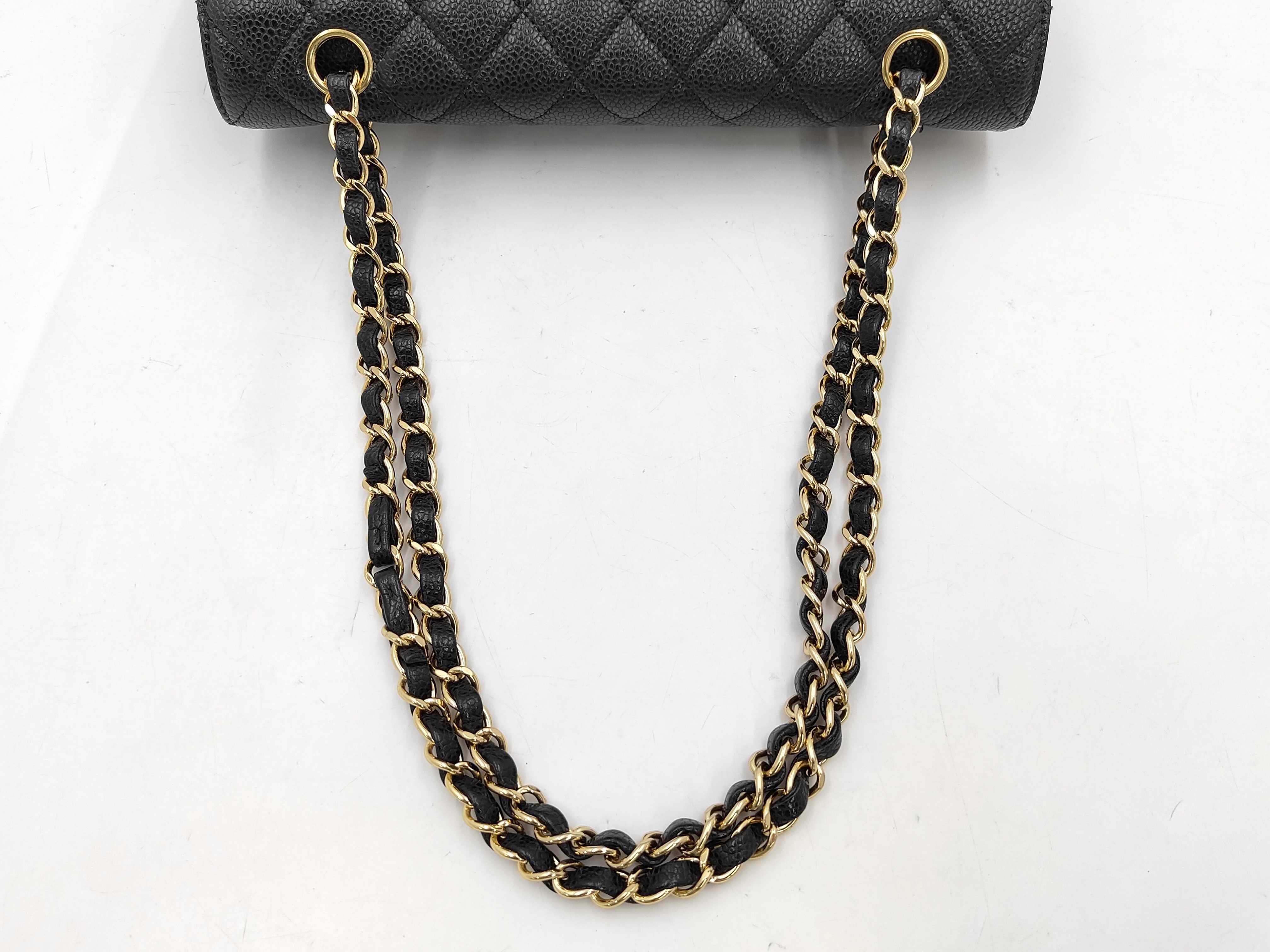 Double Flap Caviar Skin Shoulder Bag — view 3