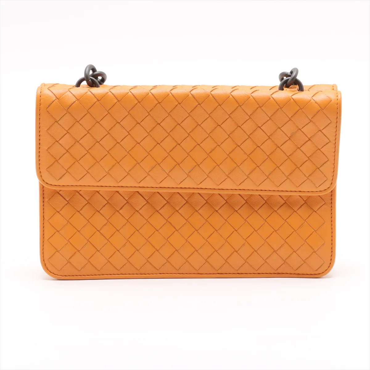 Intrecciato Leather Chain Shoulder Bag Yellow — view 2