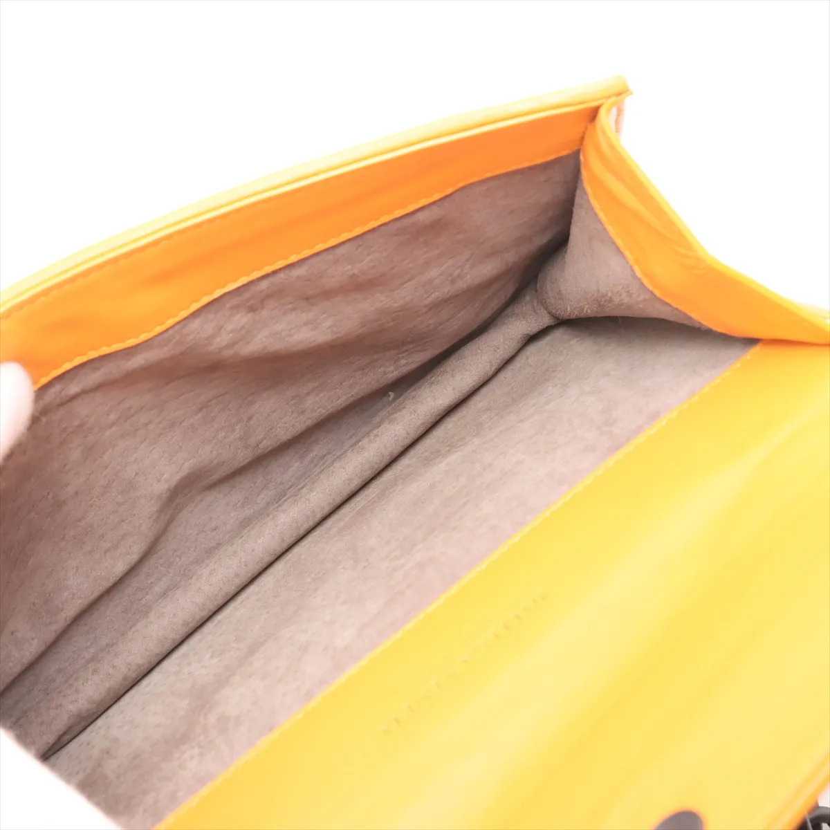 Intrecciato Leather Chain Shoulder Bag Yellow — view 7
