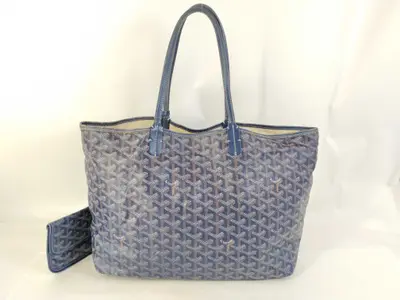 Saint Louis PM PVC x Leather Tote Bag, Navy