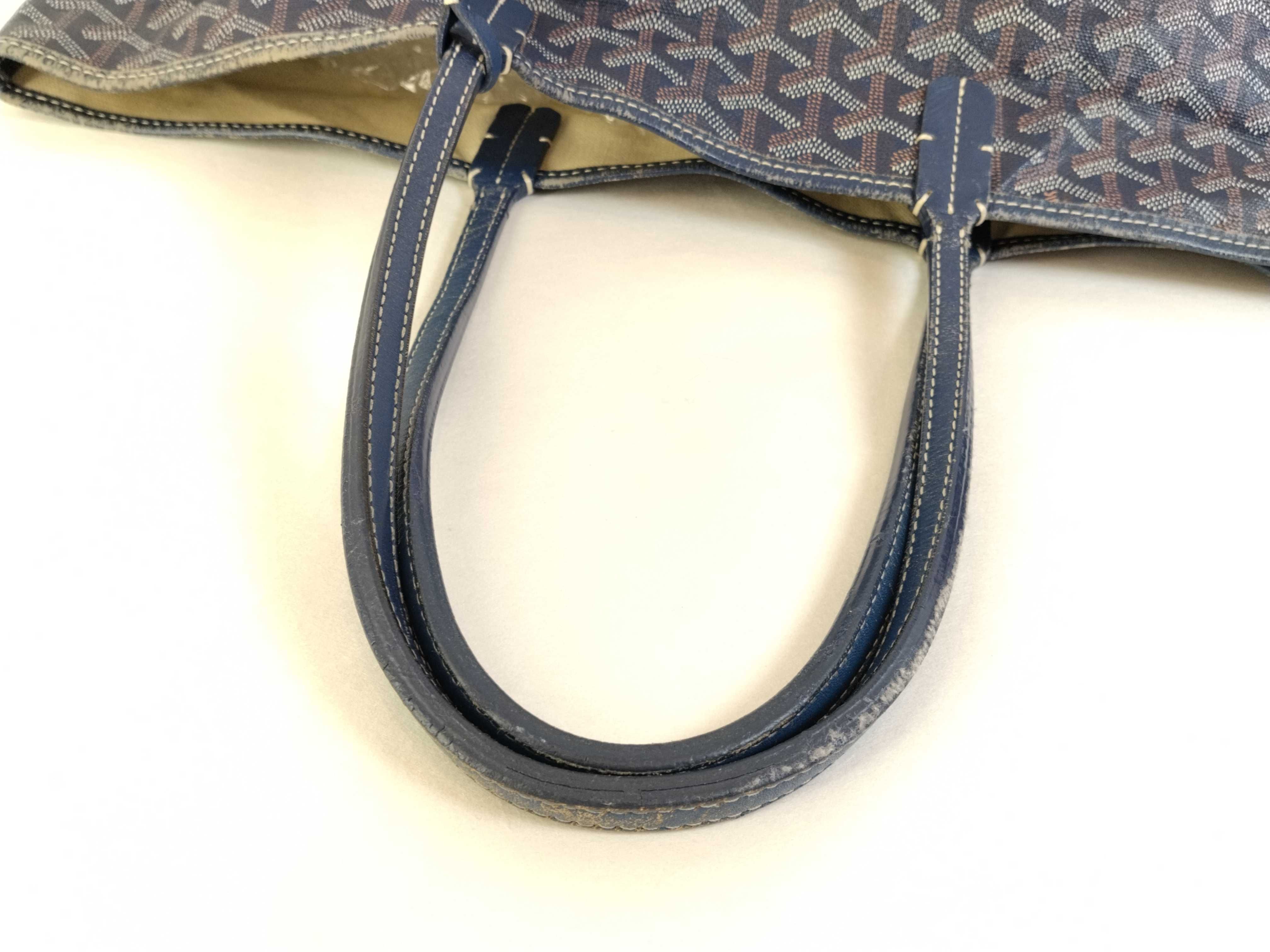 Saint Louis PM PVC x Leather Tote Bag, Navy — view 3