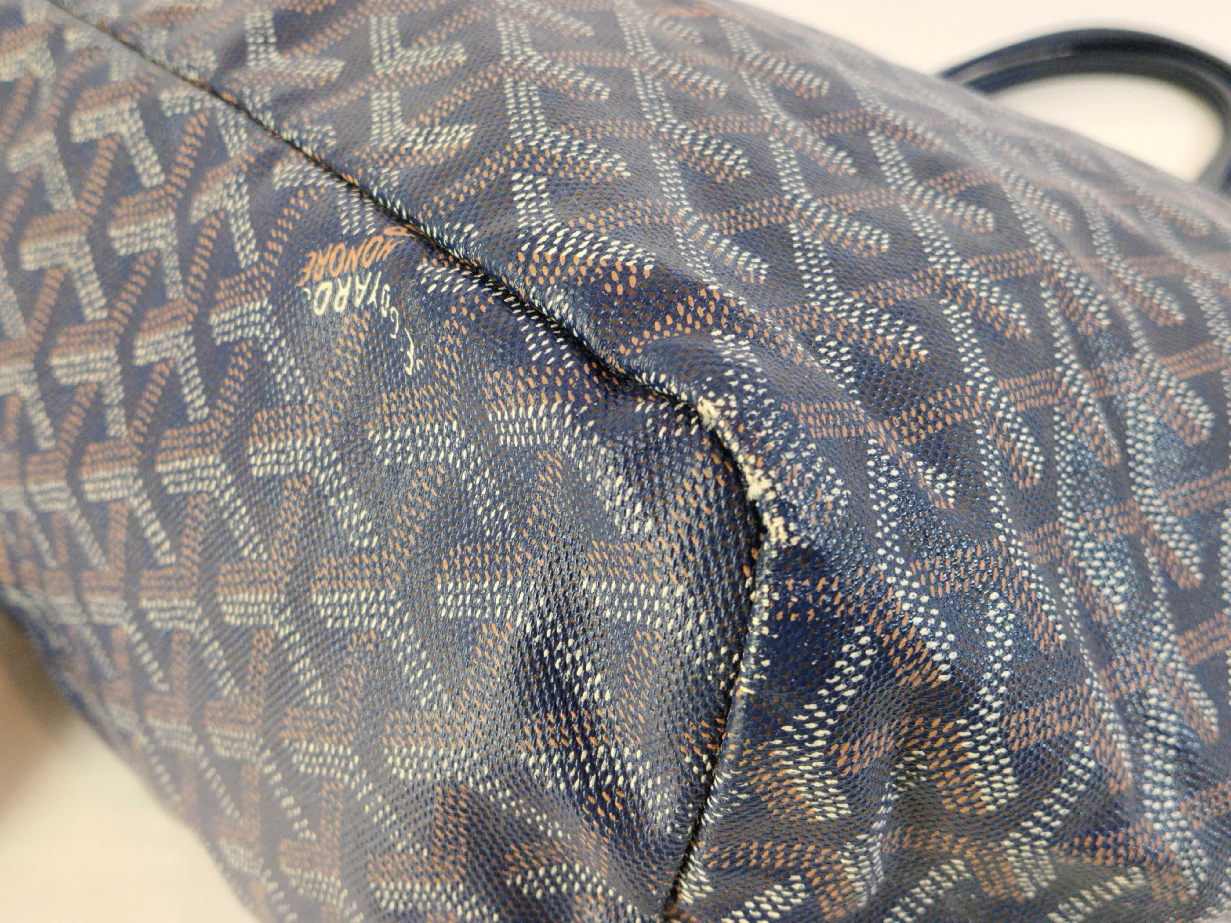 Saint Louis PM PVC x Leather Tote Bag, Navy — view 7