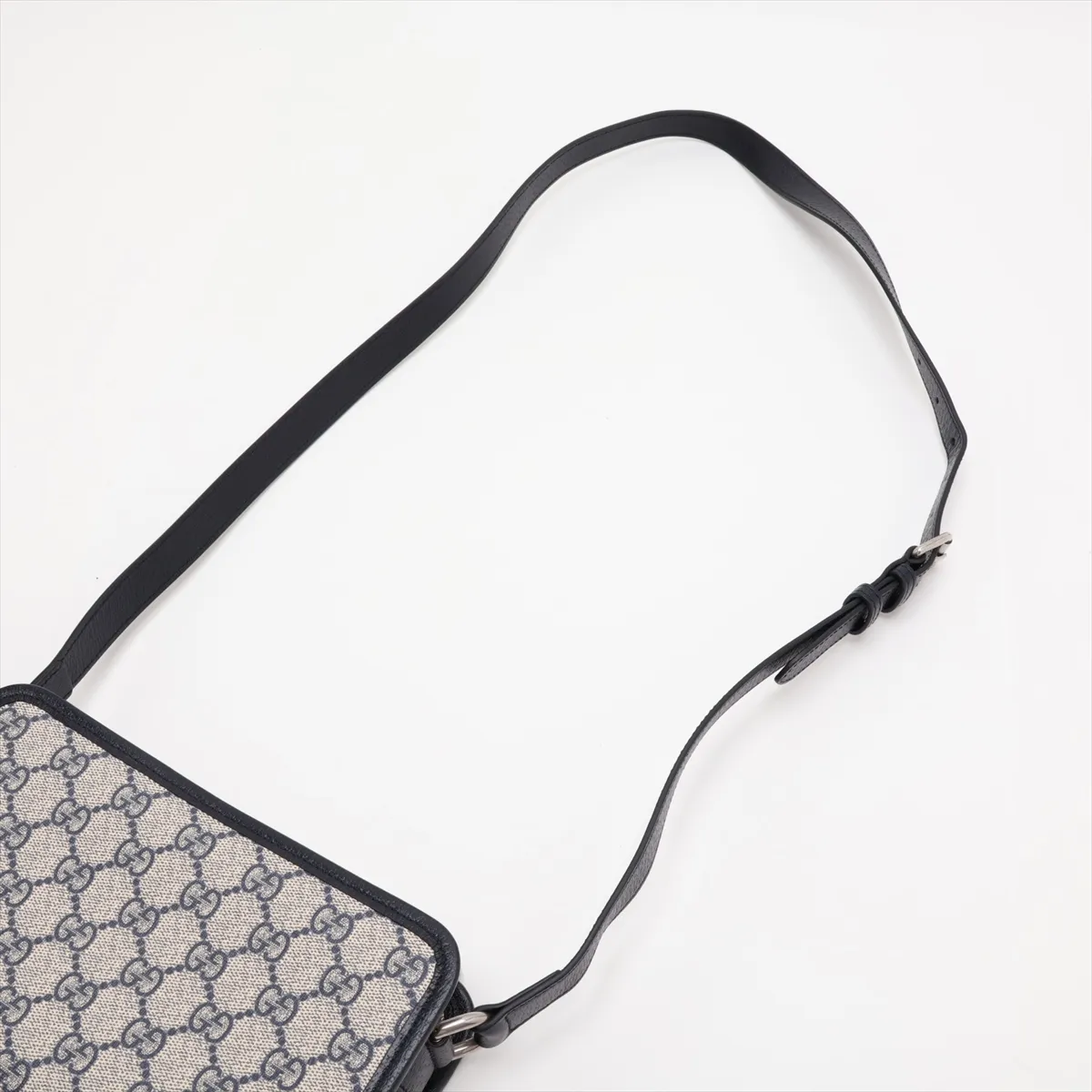 GG Supreme Interlocking G PVC x Leather Shoulder Bag, Navy, 868573 (Outlet) — view 5