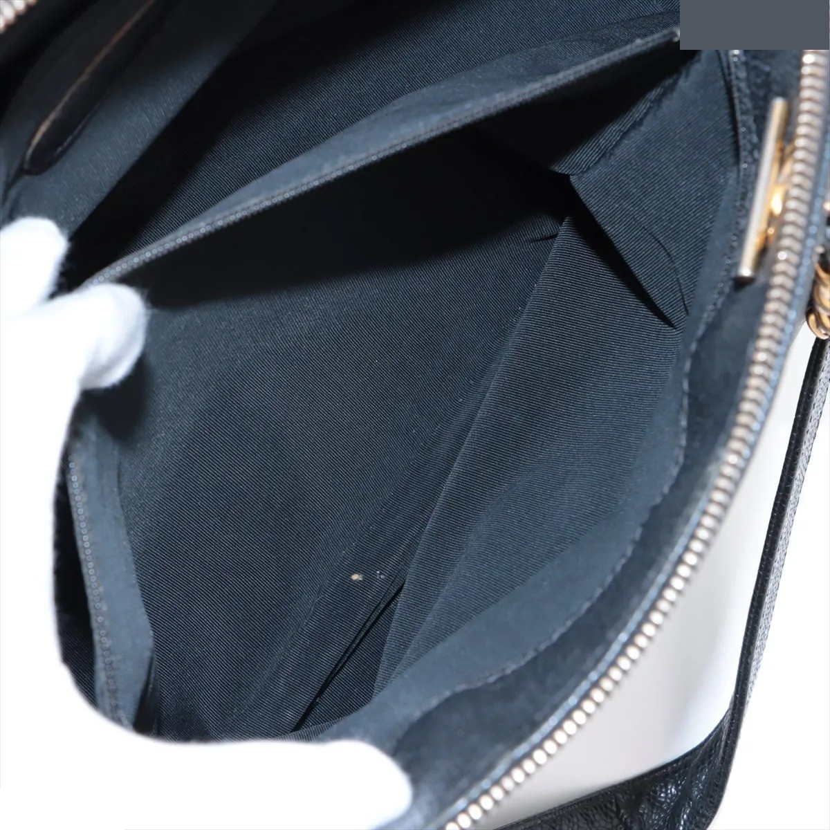 Coco Mark Caviar Skin Chain Tote Bag, Black — view 8