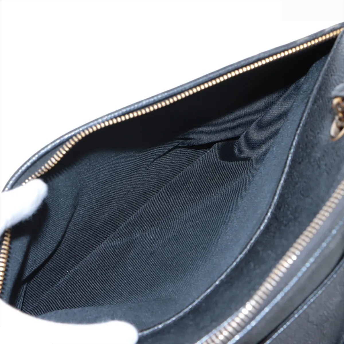 Coco Mark Caviar Skin Chain Tote Bag, Black — view 10