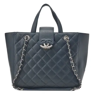 Caviar Skin Matelassé Half Coco 2-Way Chain Shoulder Bag