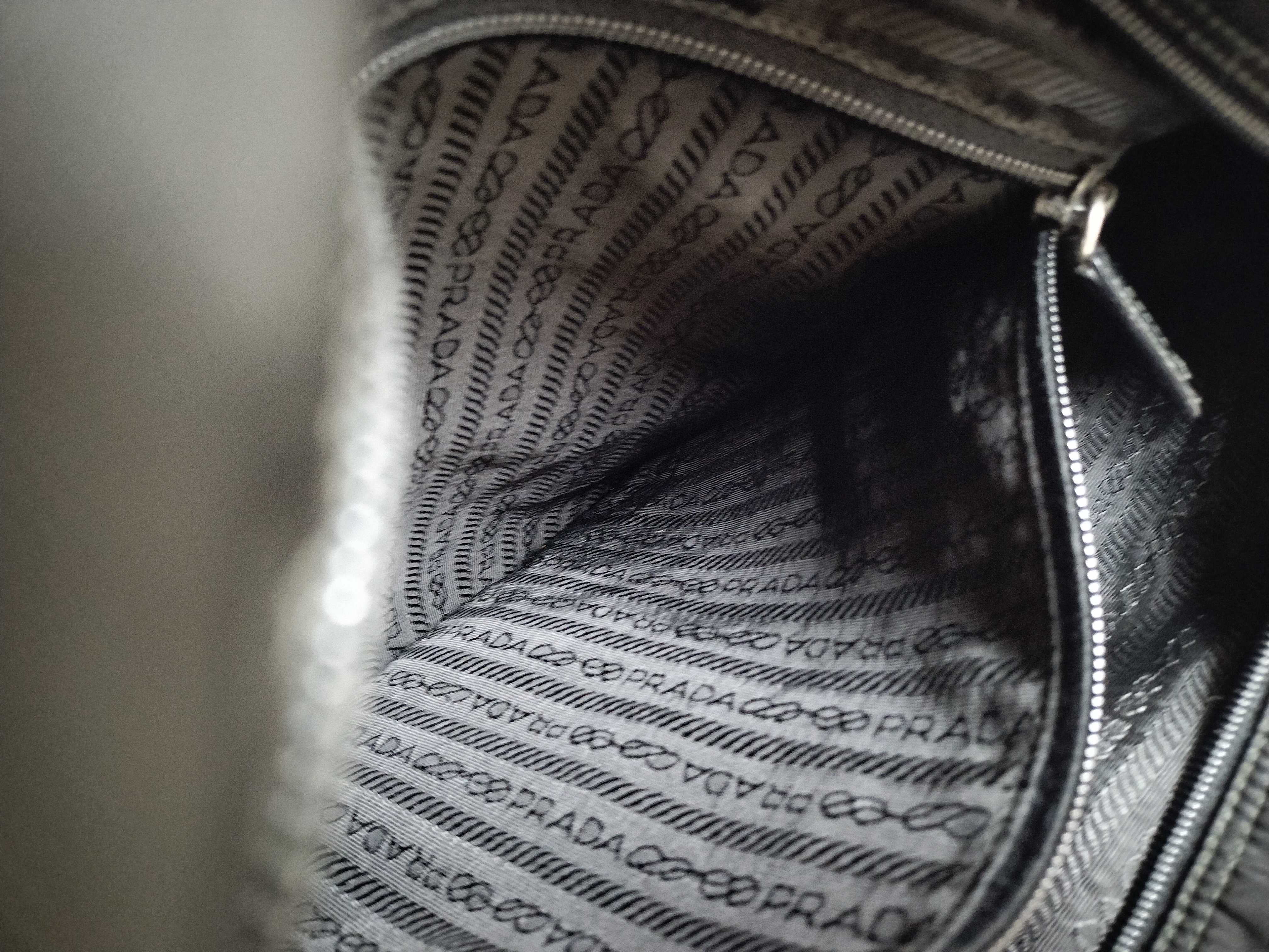 Nylon Tote Bag with Triangle Logo, Black — view 11