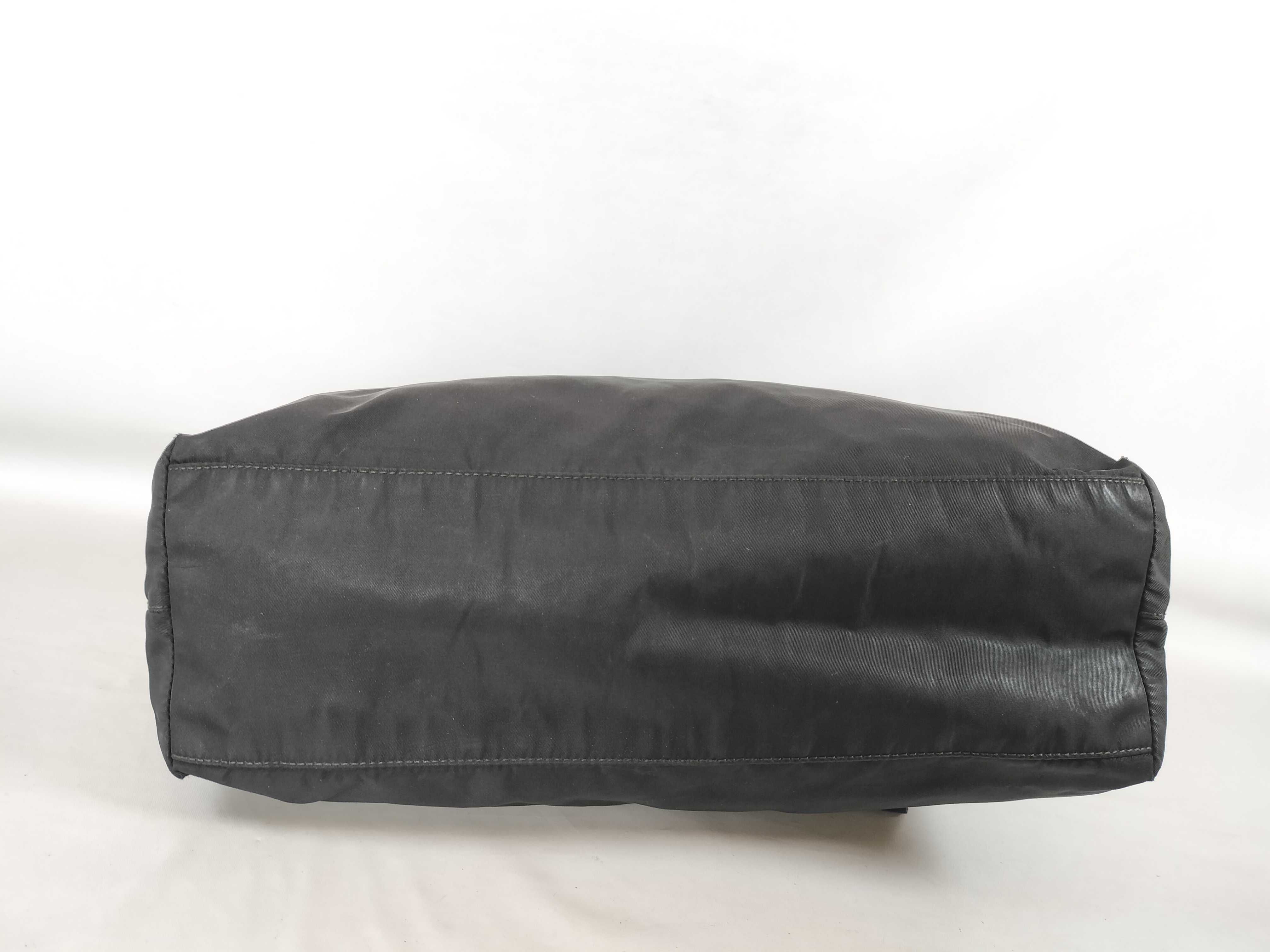 Nylon Tote Bag with Triangle Logo, Black — view 7