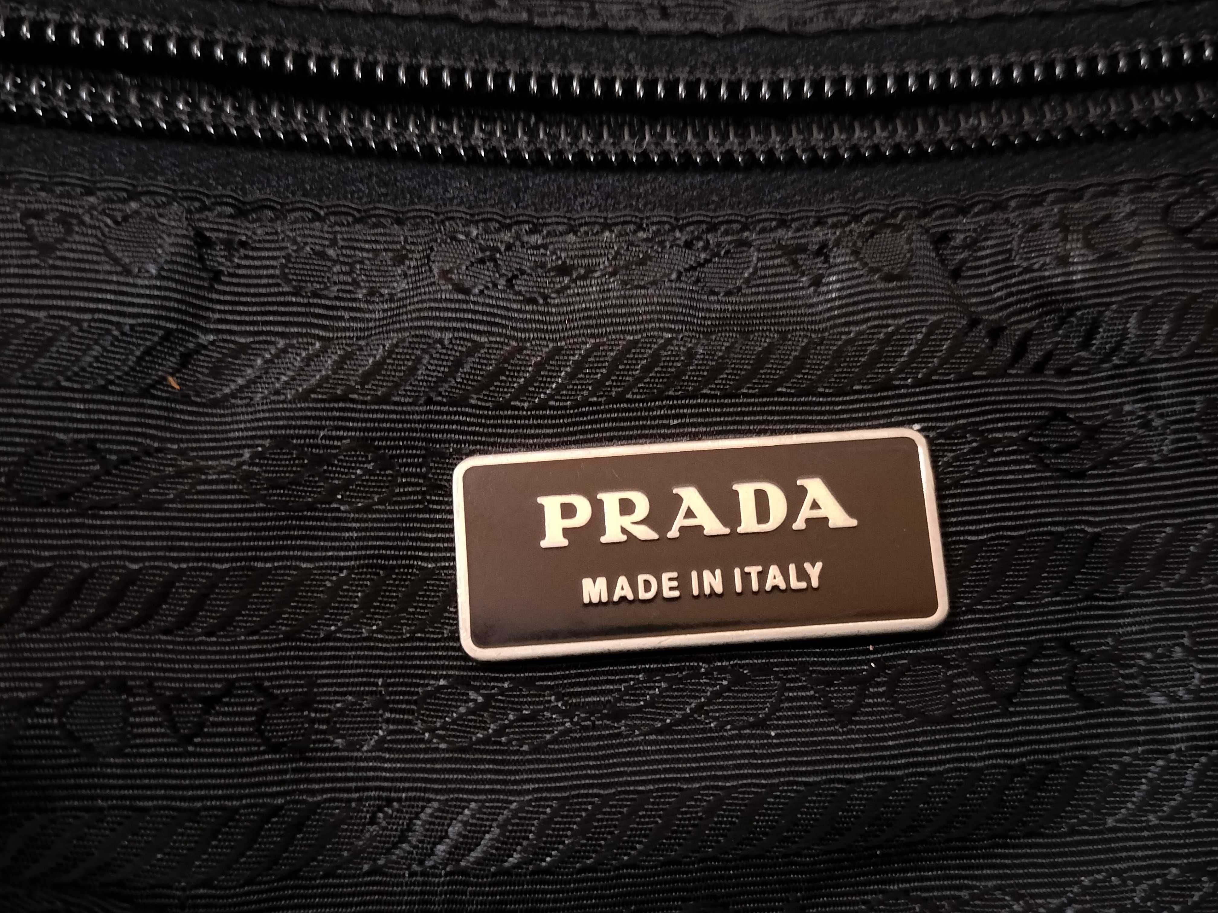 Nylon Tote Bag with Triangle Logo, Black — view 9