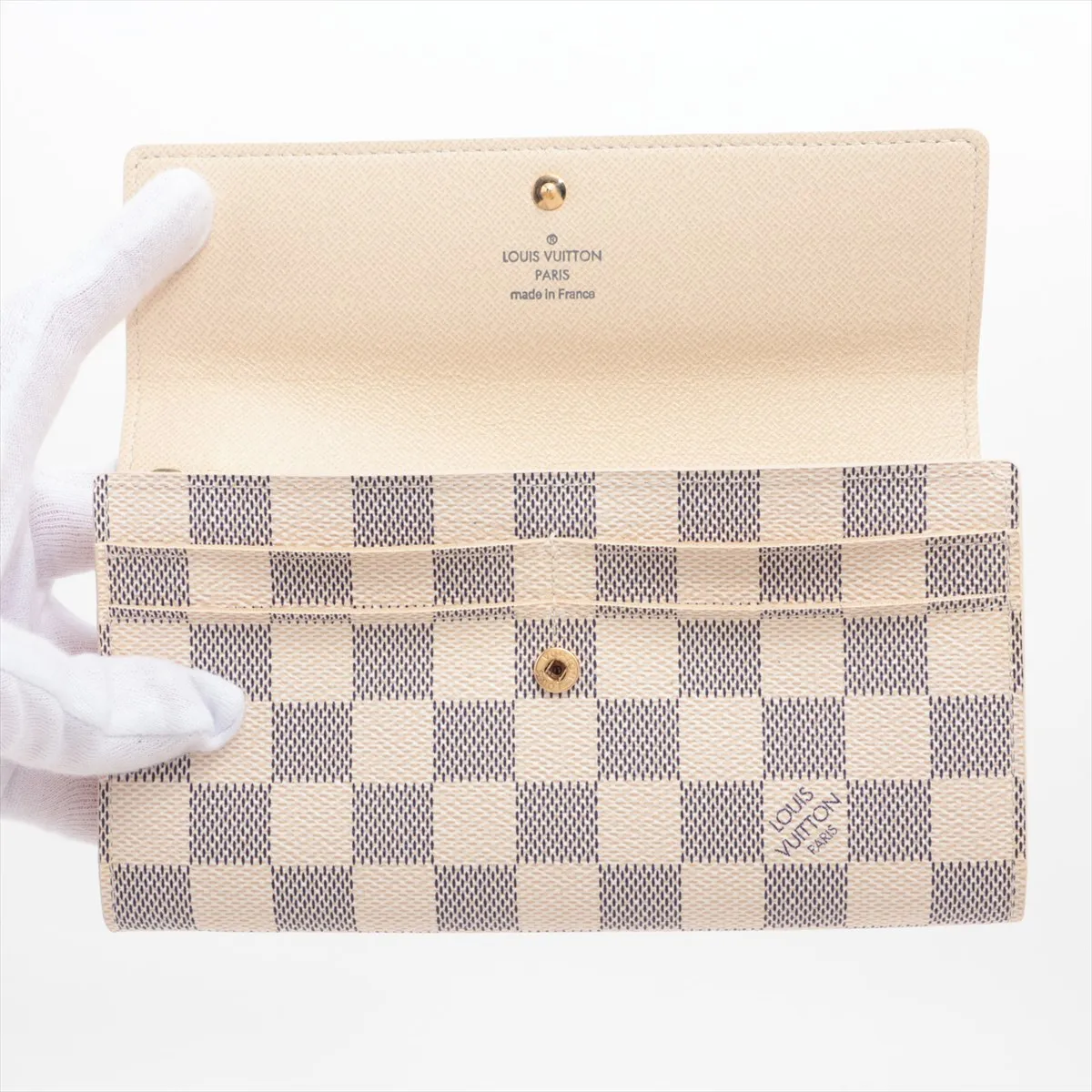 Damier Azur Portefeuille Sarah N61735 MI1047 Ivory Long Wallet — view 3