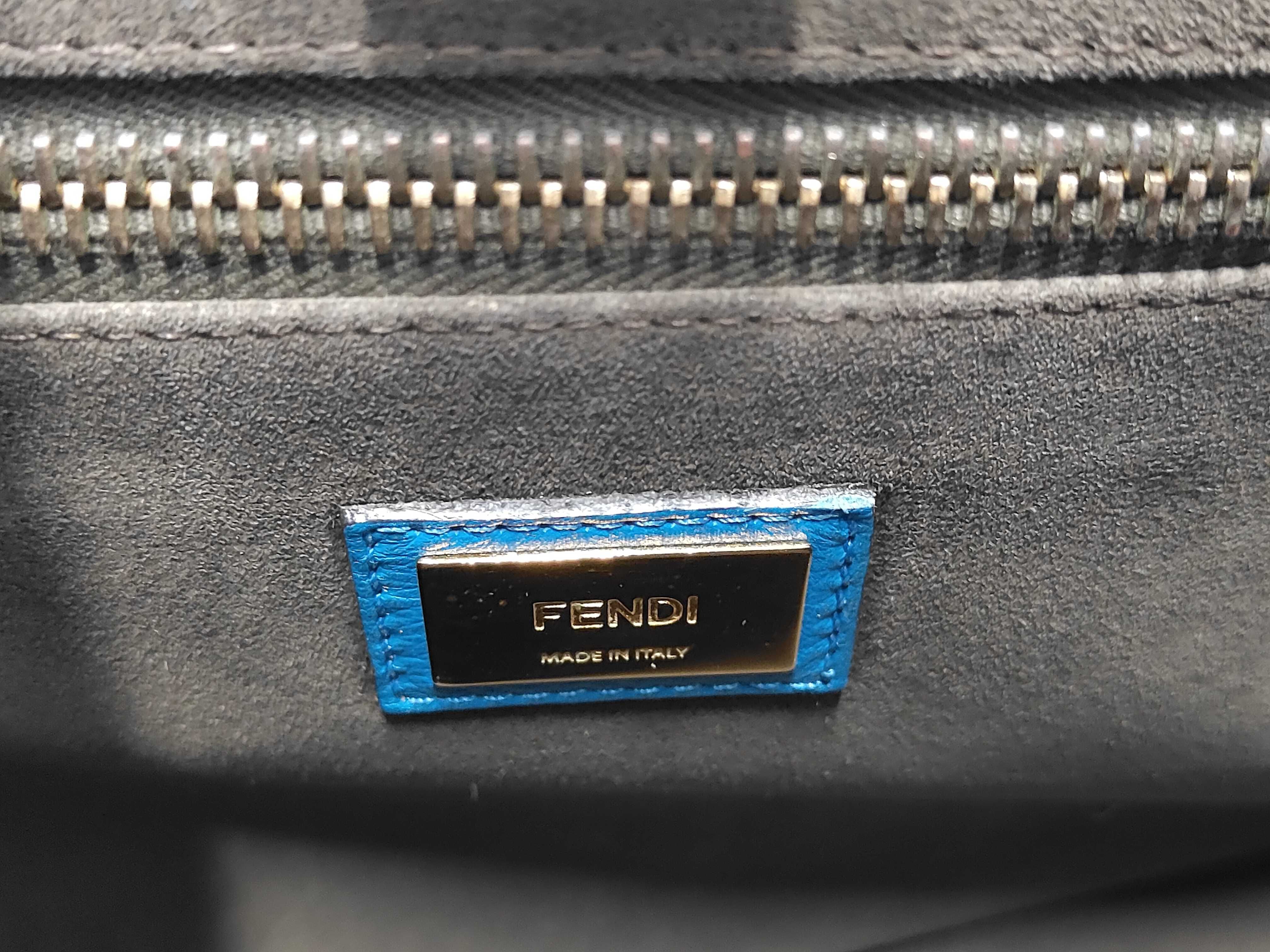 Medium Peekaboo Teal Calfskin Leather Bag with Gold Hardware — view 11