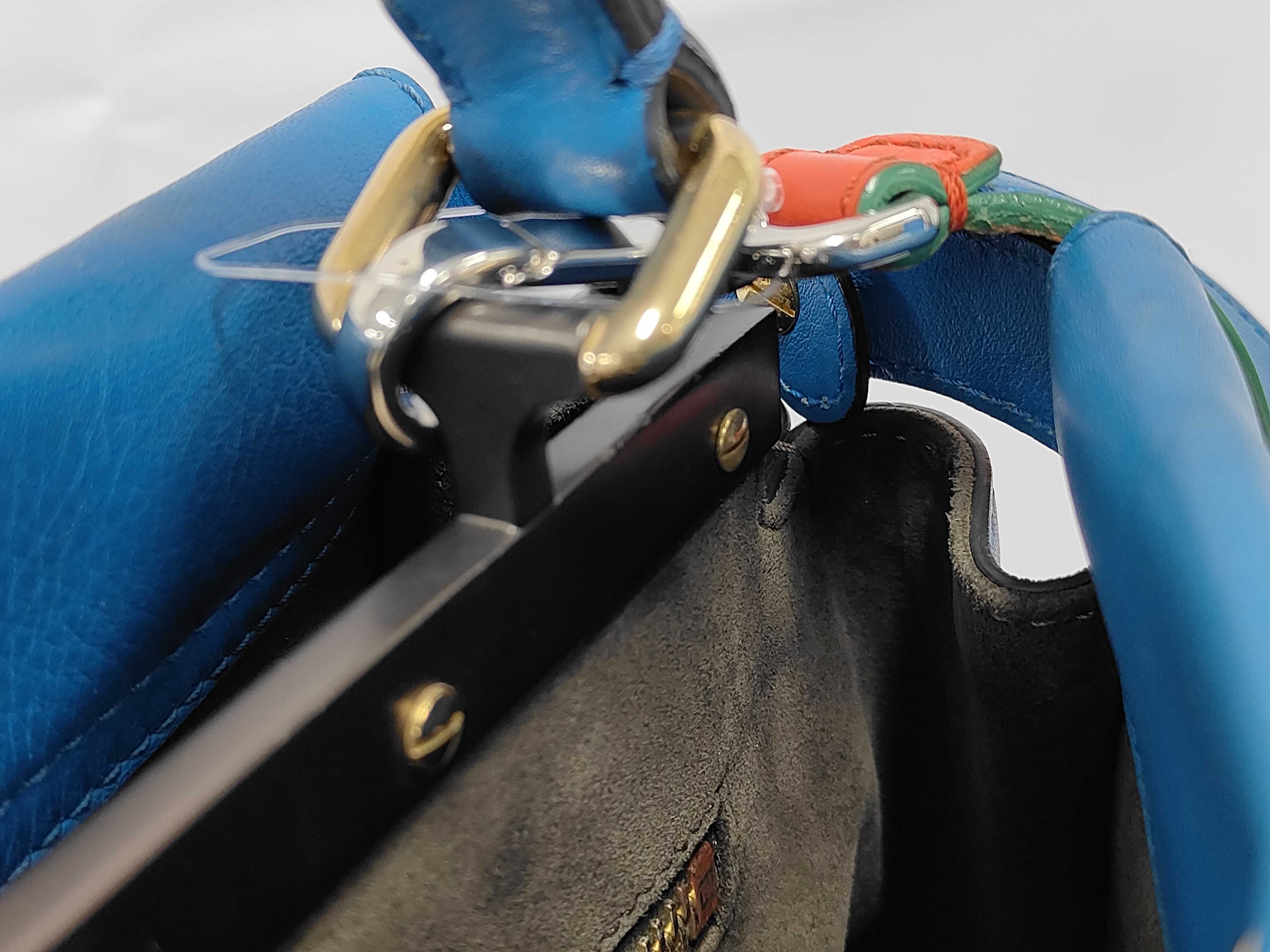 Medium Peekaboo Teal Calfskin Leather Bag with Gold Hardware — view 12