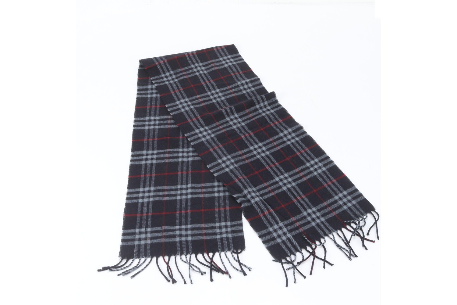 Checkered scarf with tags attached. — view 2