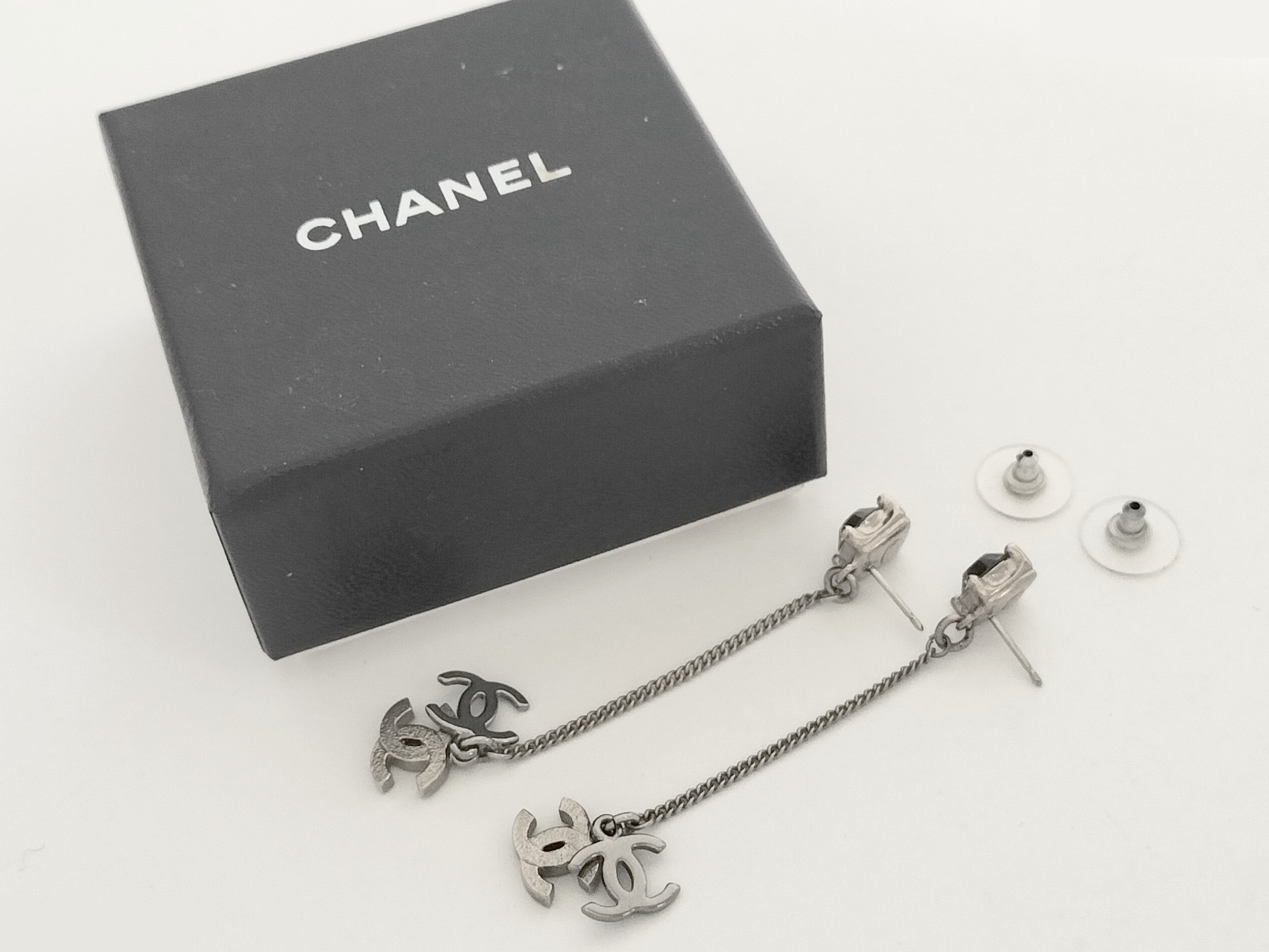 Coco Rhinestone Dangle Silver Earrings — view 2