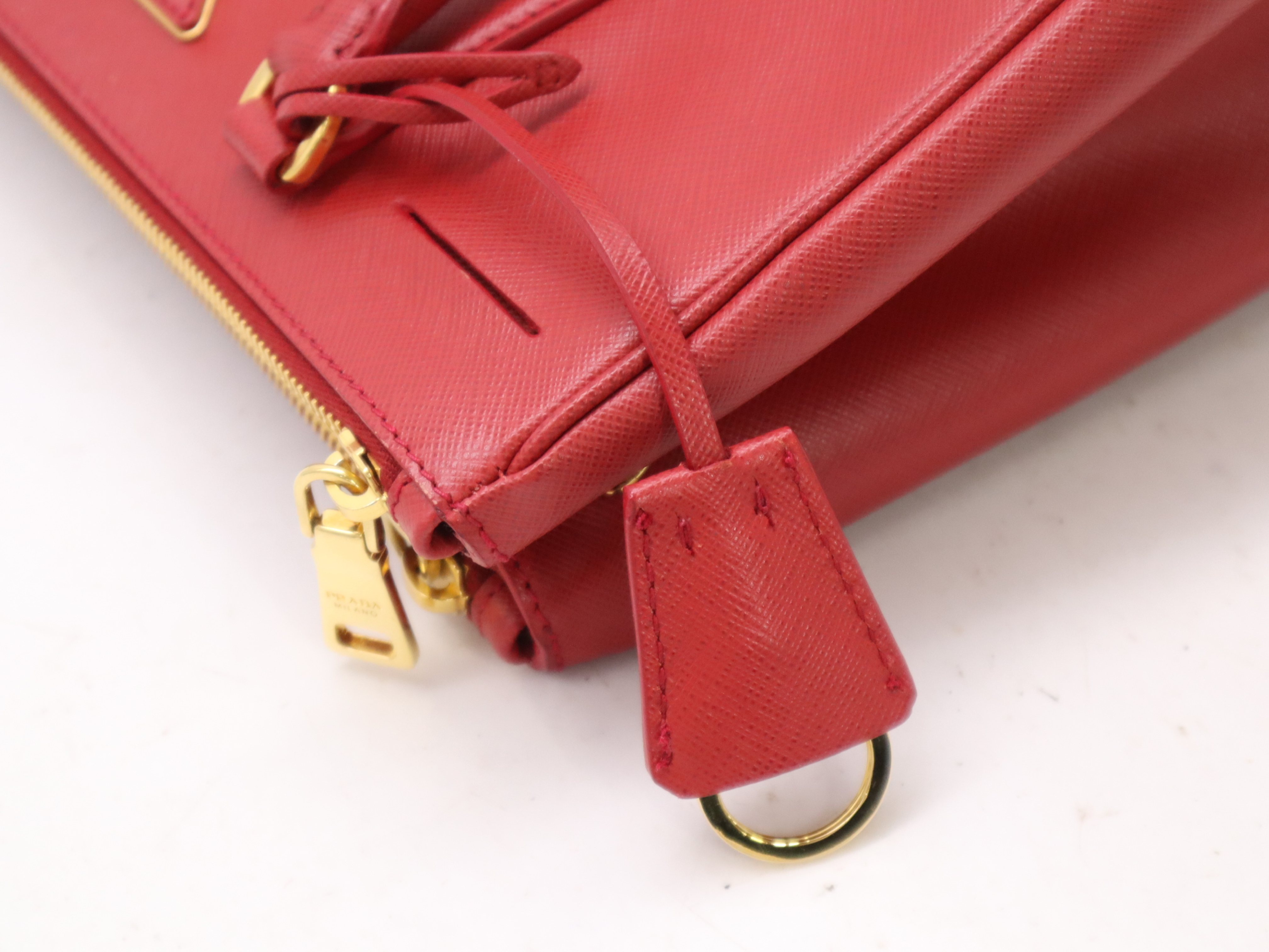 BN1801 Saffiano Galleria Small 2way Handbag Red GD Metal Fittings Shoulder Strap, Storage Bag, Crochette, Card Included Handbag — view 13
