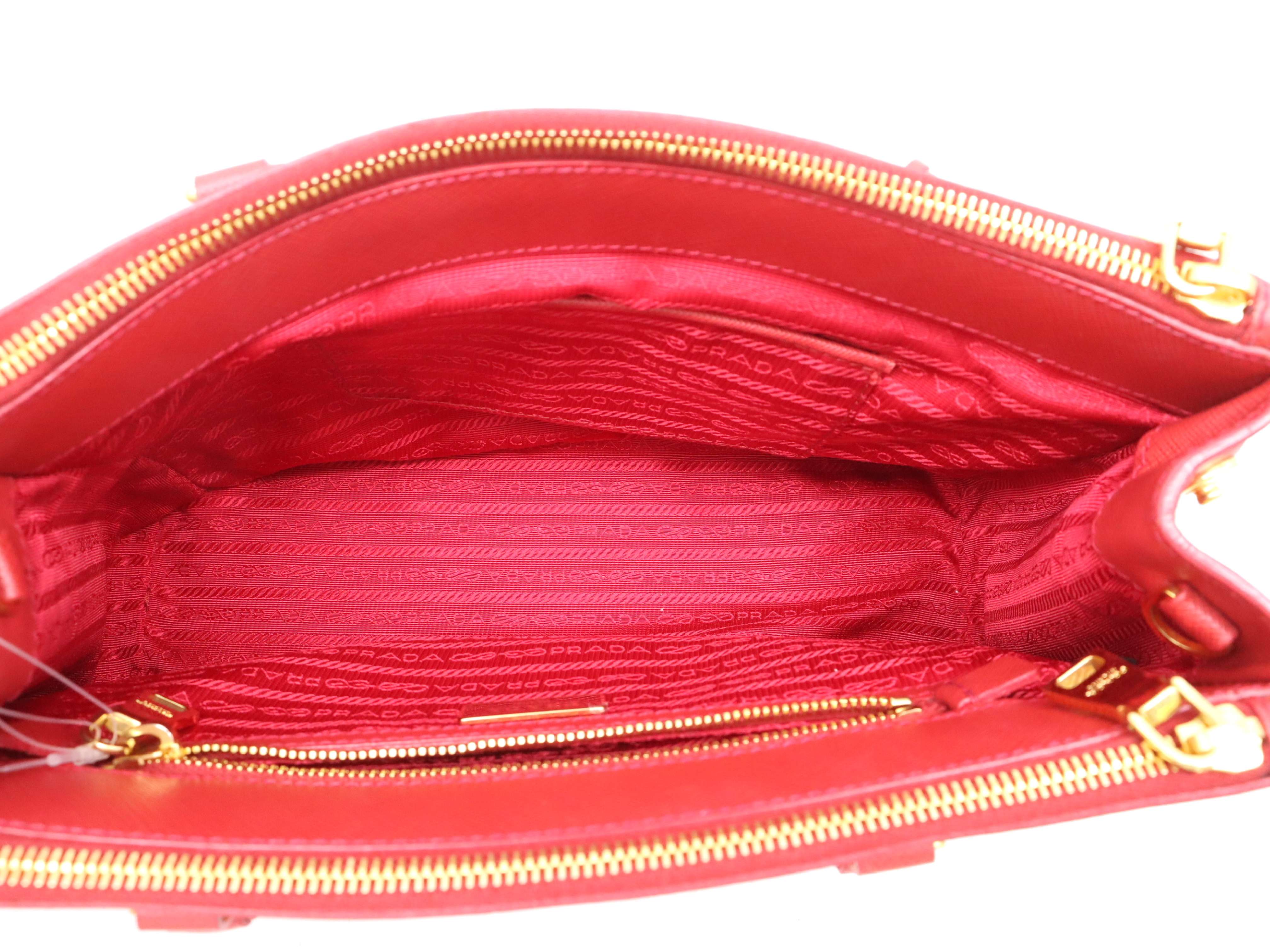 BN1801 Saffiano Galleria Small 2way Handbag Red GD Metal Fittings Shoulder Strap, Storage Bag, Crochette, Card Included Handbag — view 10