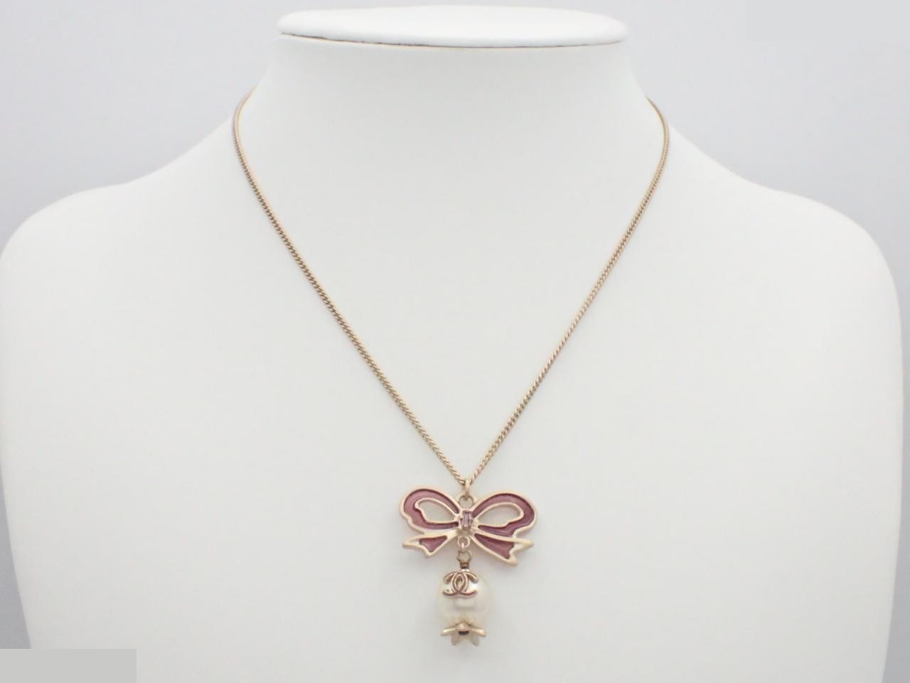 necklace, model 05A, ribbon, Coco Mark, pearl, stone. — view 3