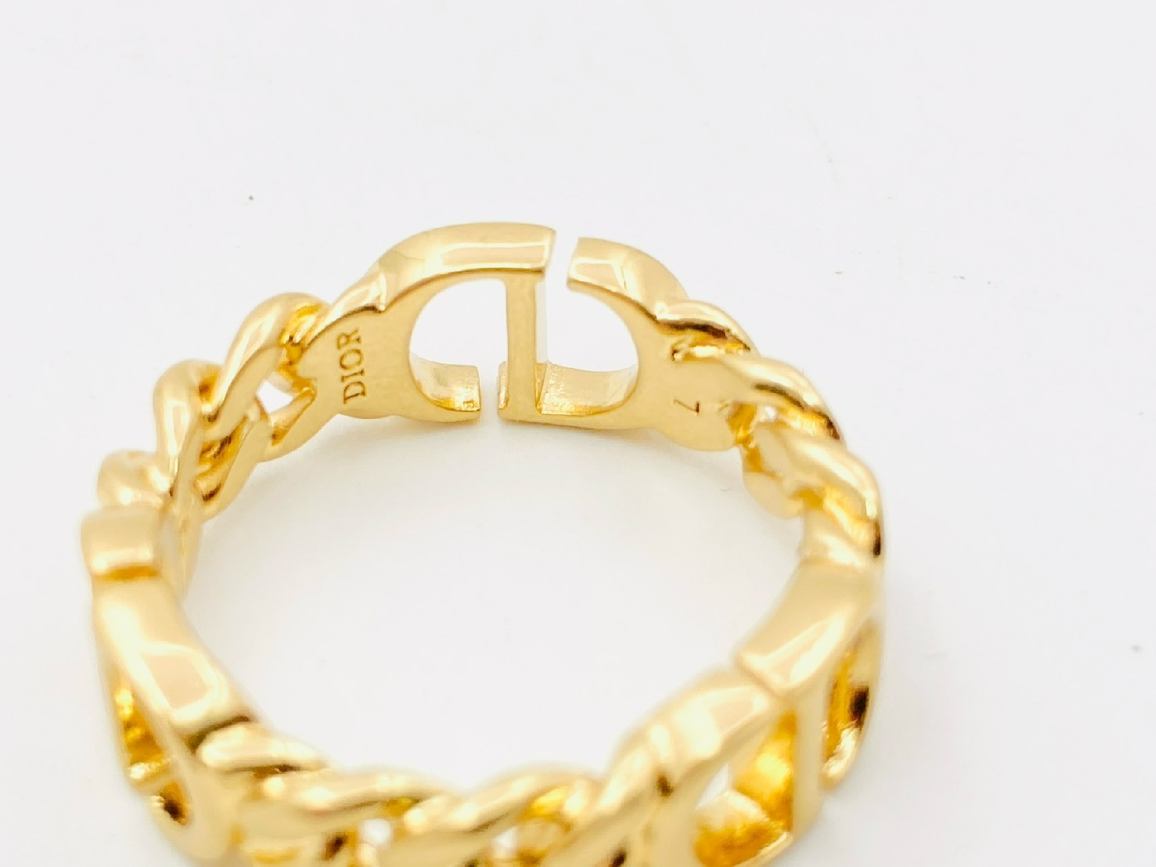 Petit CD logo chain ring, size L, gold. — view 4