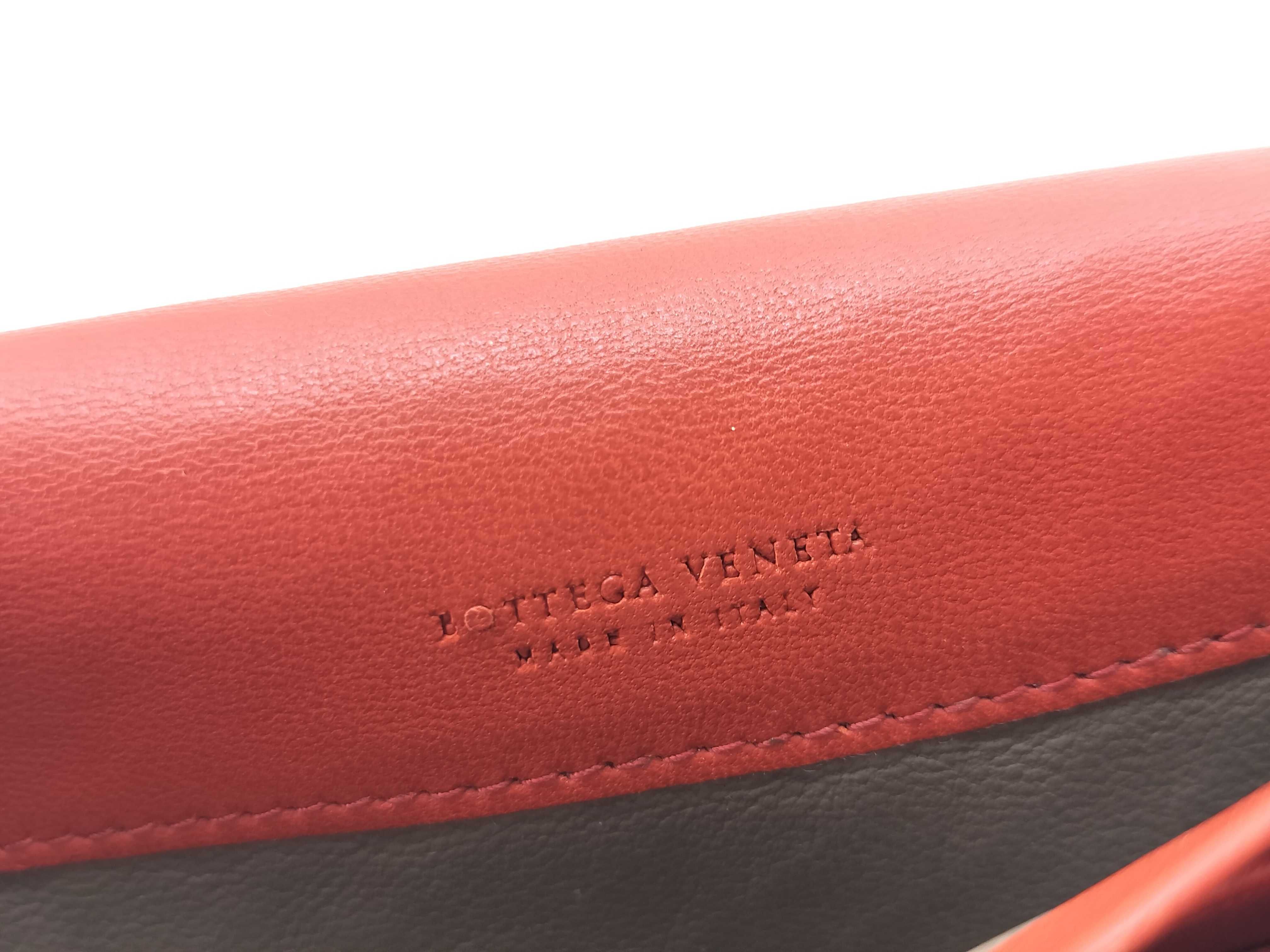 Intrecciato Metal Corner Strap Long Wallet Orange — view 13