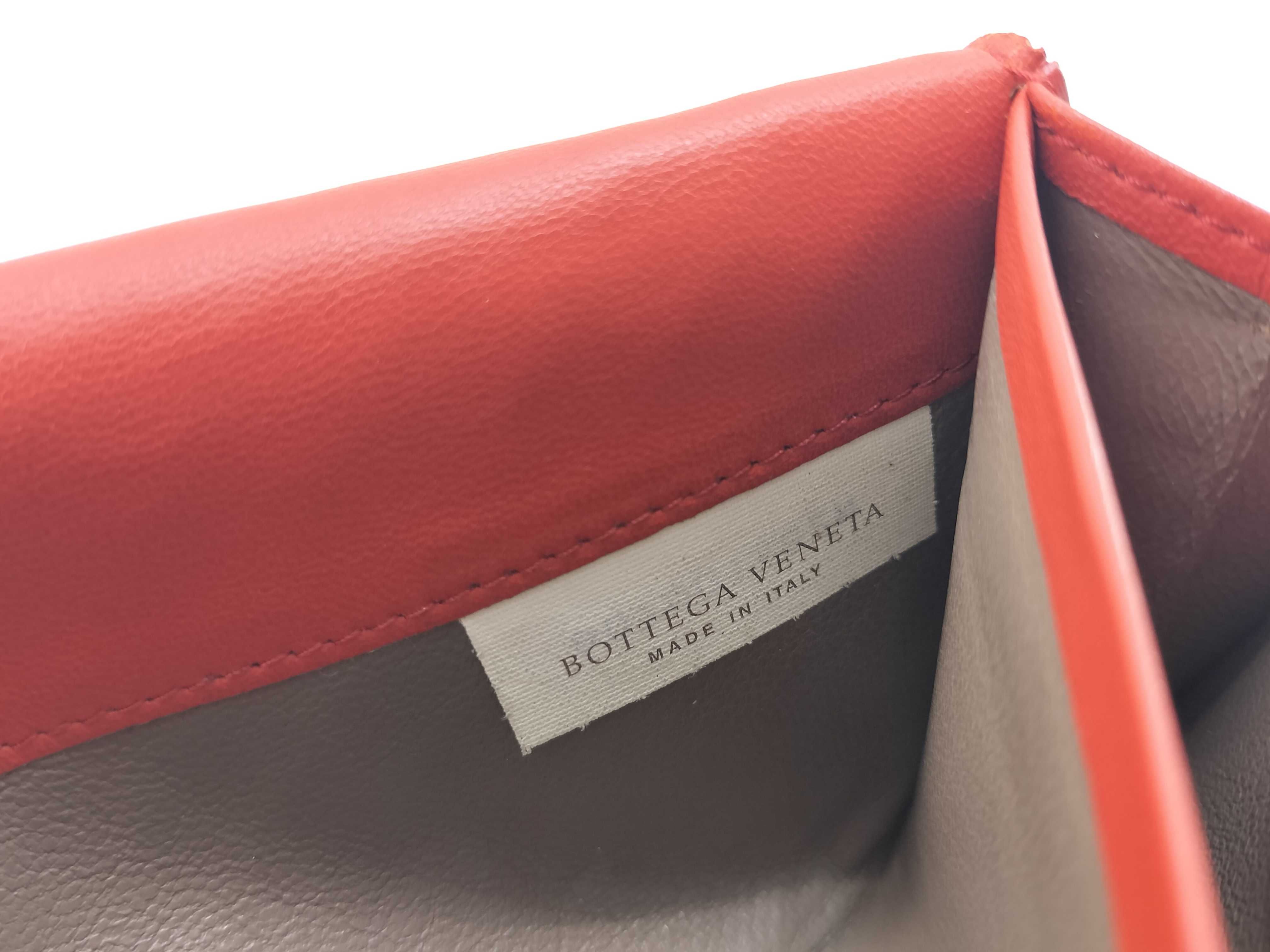Intrecciato Metal Corner Strap Long Wallet Orange — view 14