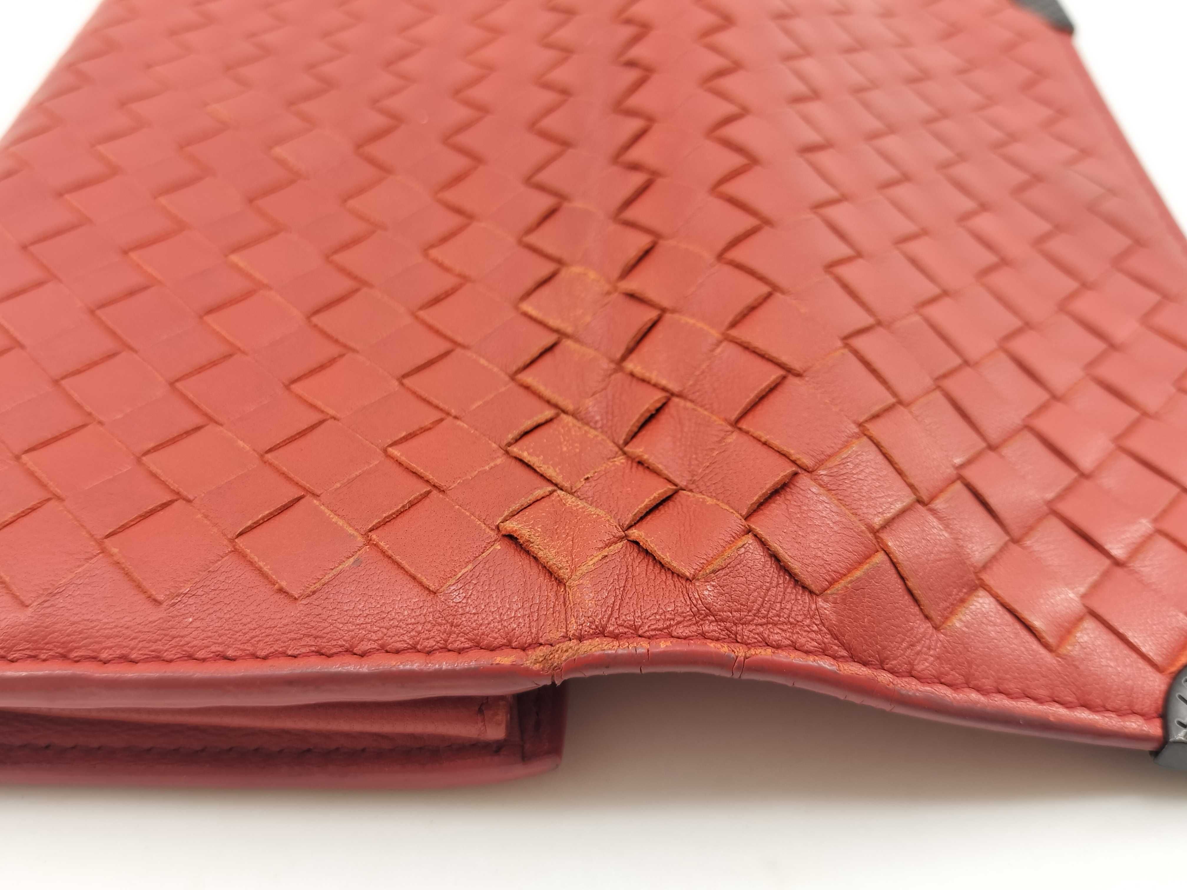 Intrecciato Metal Corner Strap Long Wallet Orange — view 15
