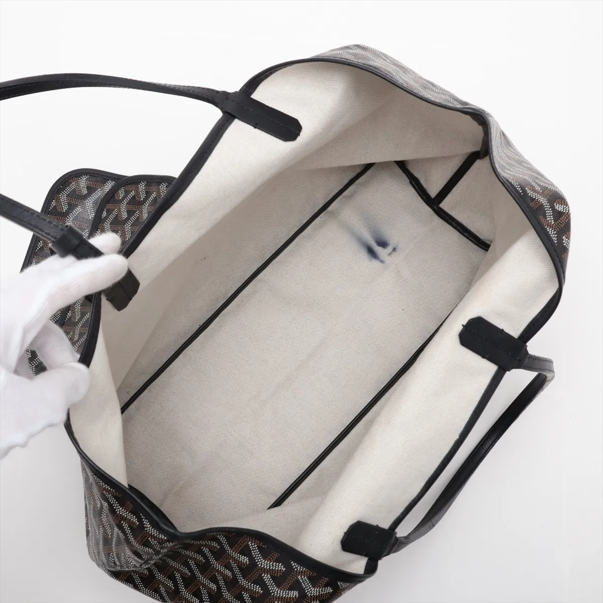 Saint Louis PM PVC x Leather Tote Bag, Black x Brown — view 7