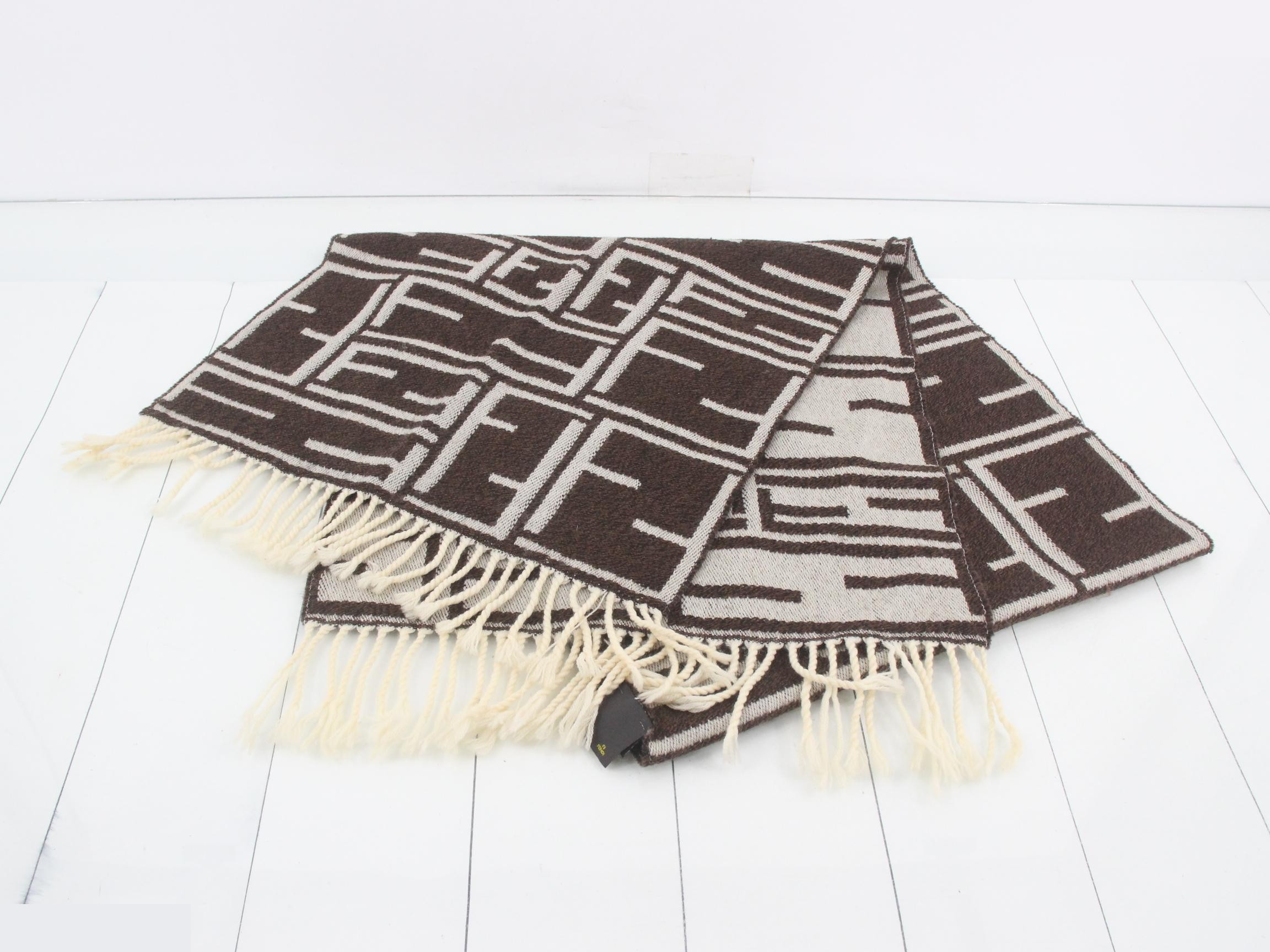 scarf, brown x ivory — view 2
