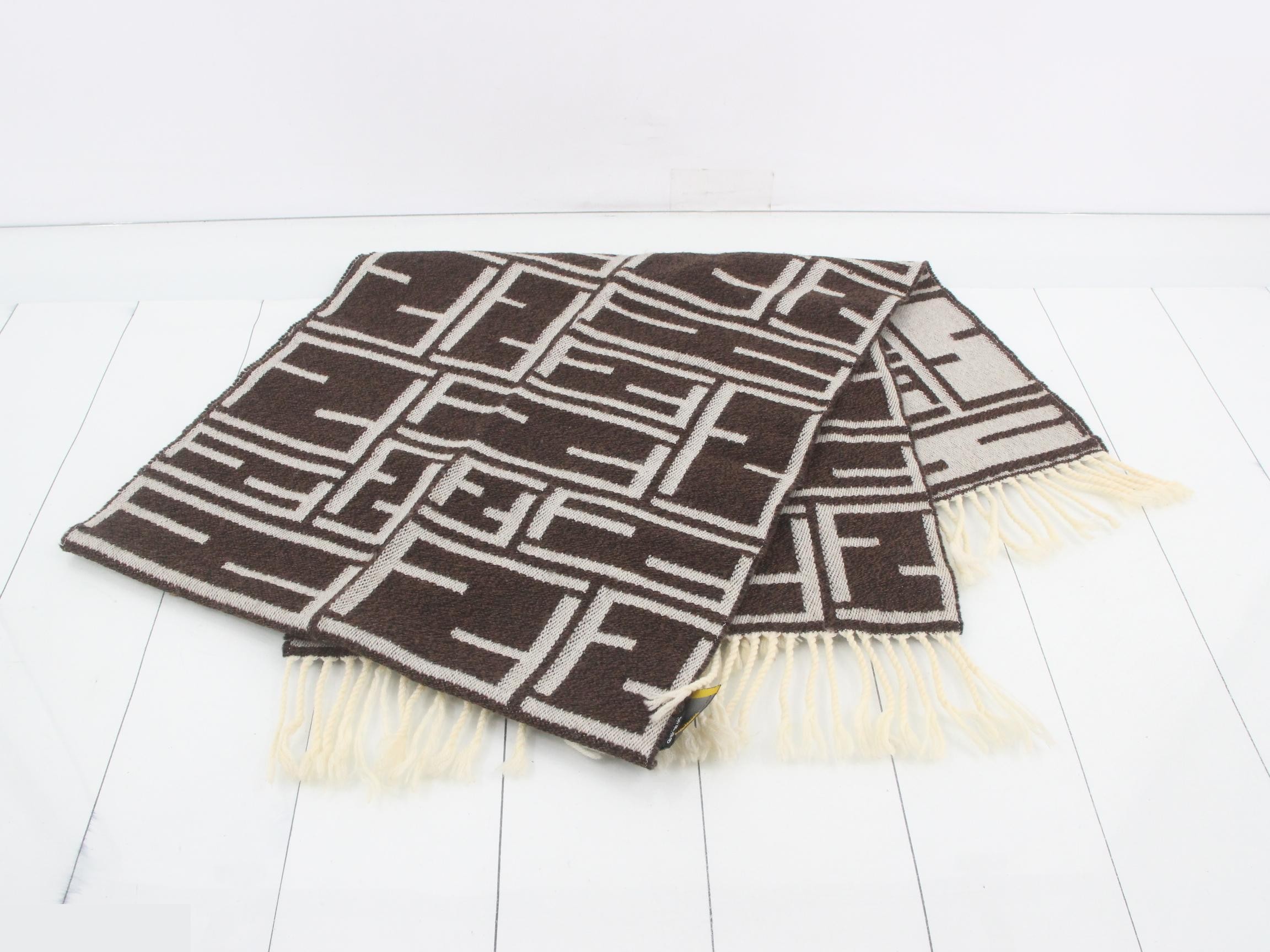 scarf, brown x ivory — view 3