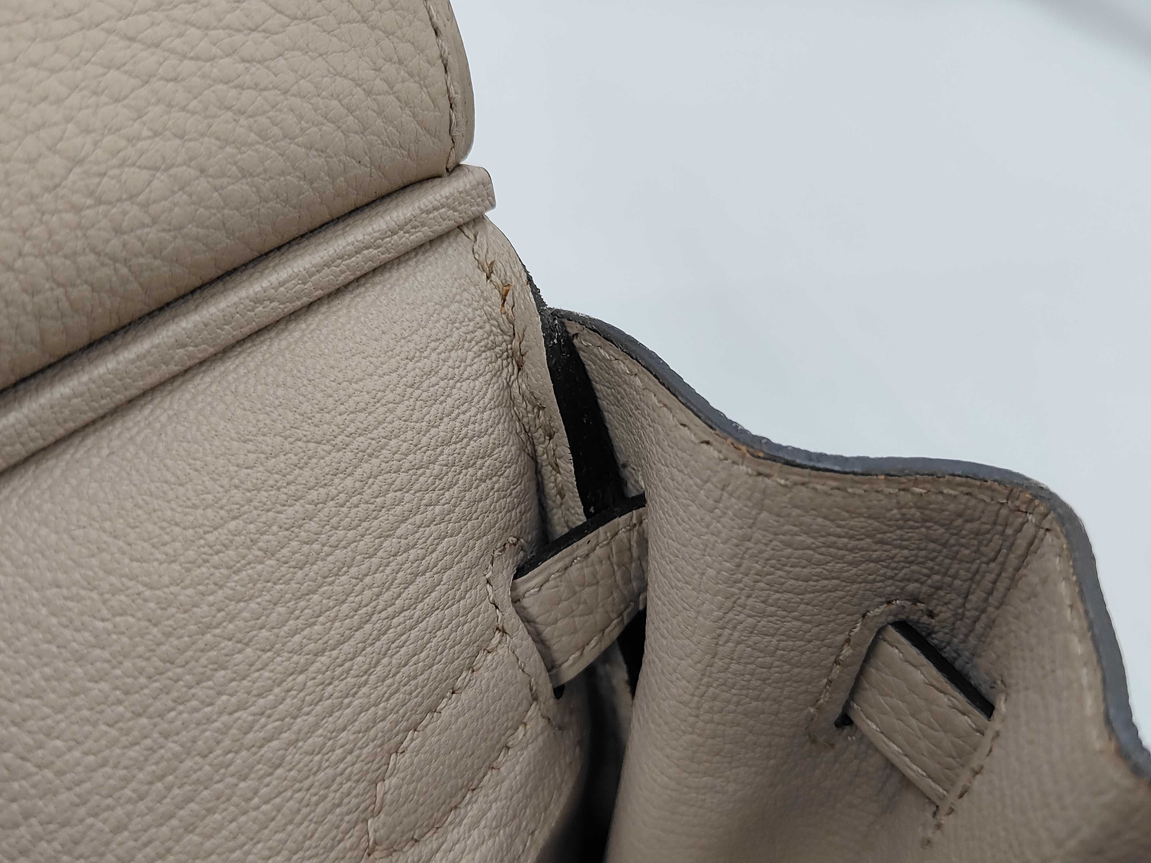 Birkin 25 Togo Leather Handbag with Silver Hardware — view 12