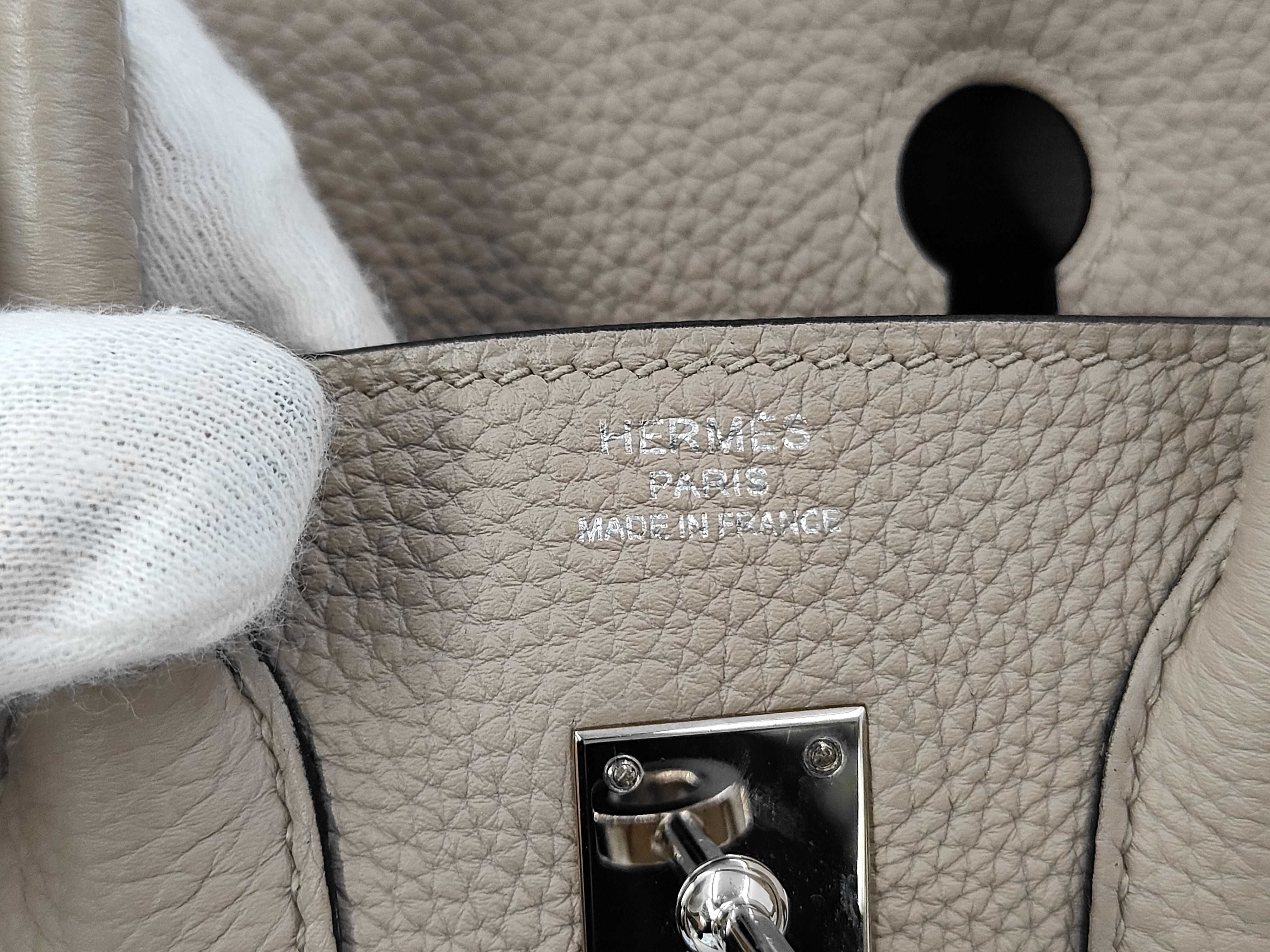 Birkin 25 Togo Leather Handbag with Silver Hardware — view 10