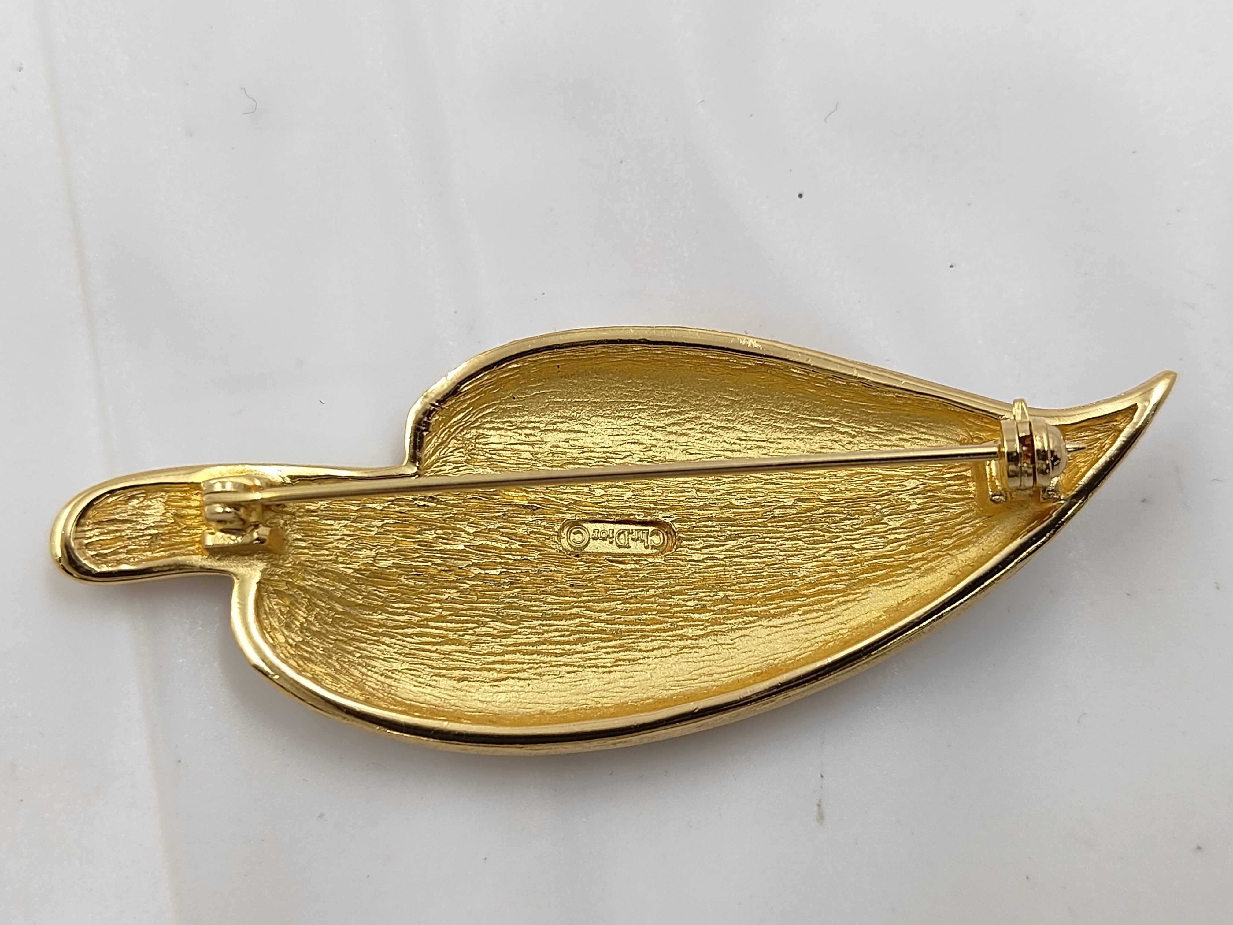 Brooch, Leaf Design, Rhinestone, GP Brooch — view 2