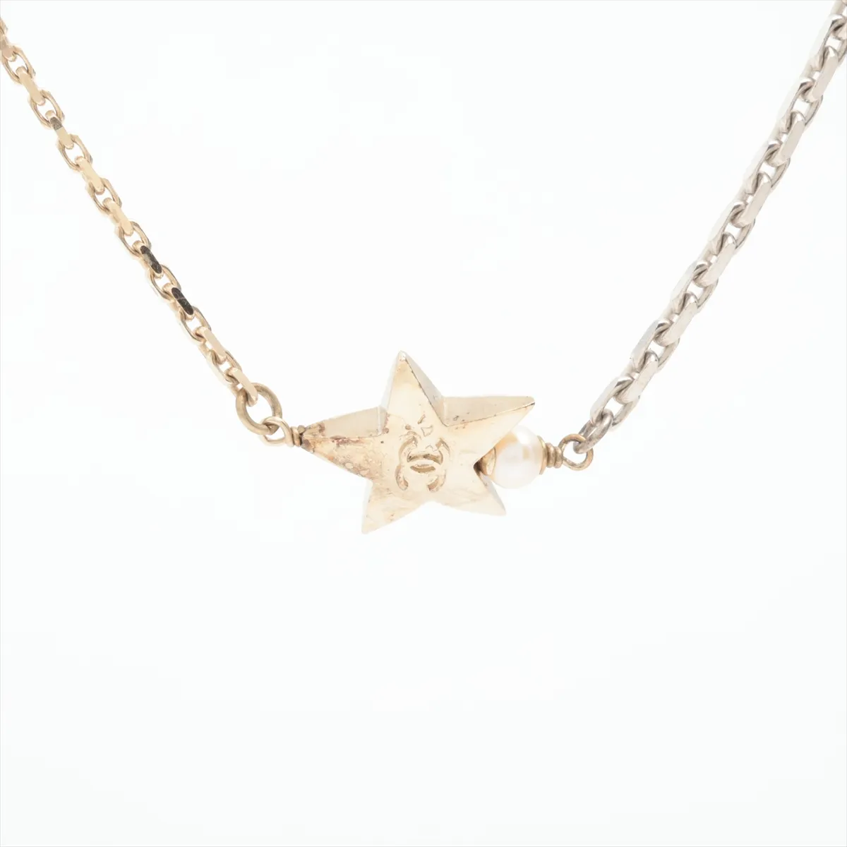 Cocomark 17B Necklace GP x Rhinestone x Fake Pearl Gold — view 3