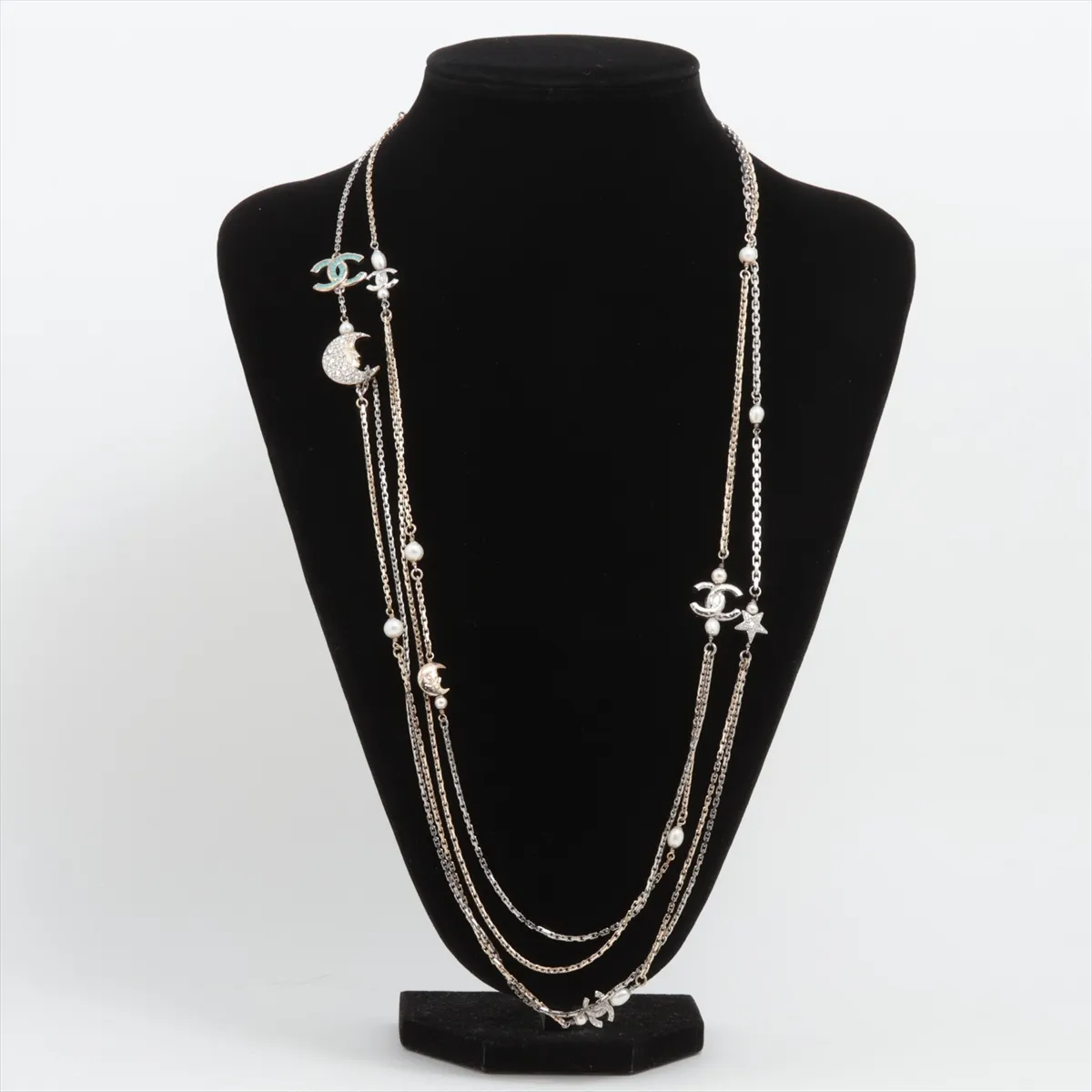 Cocomark 17B Necklace GP x Rhinestone x Fake Pearl Gold — view 6