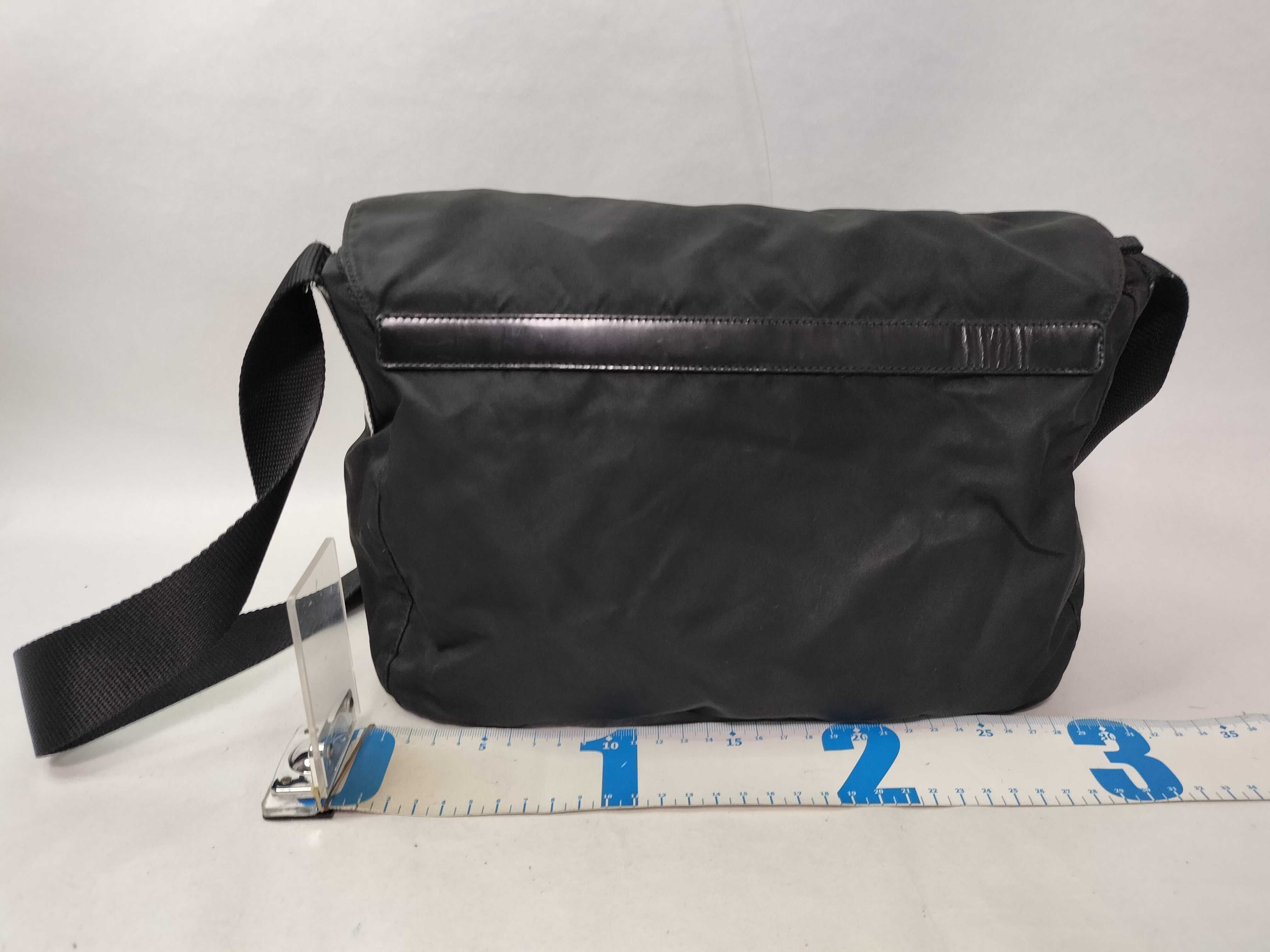 Nylon Messenger Shoulder Bag (Black) — view 2