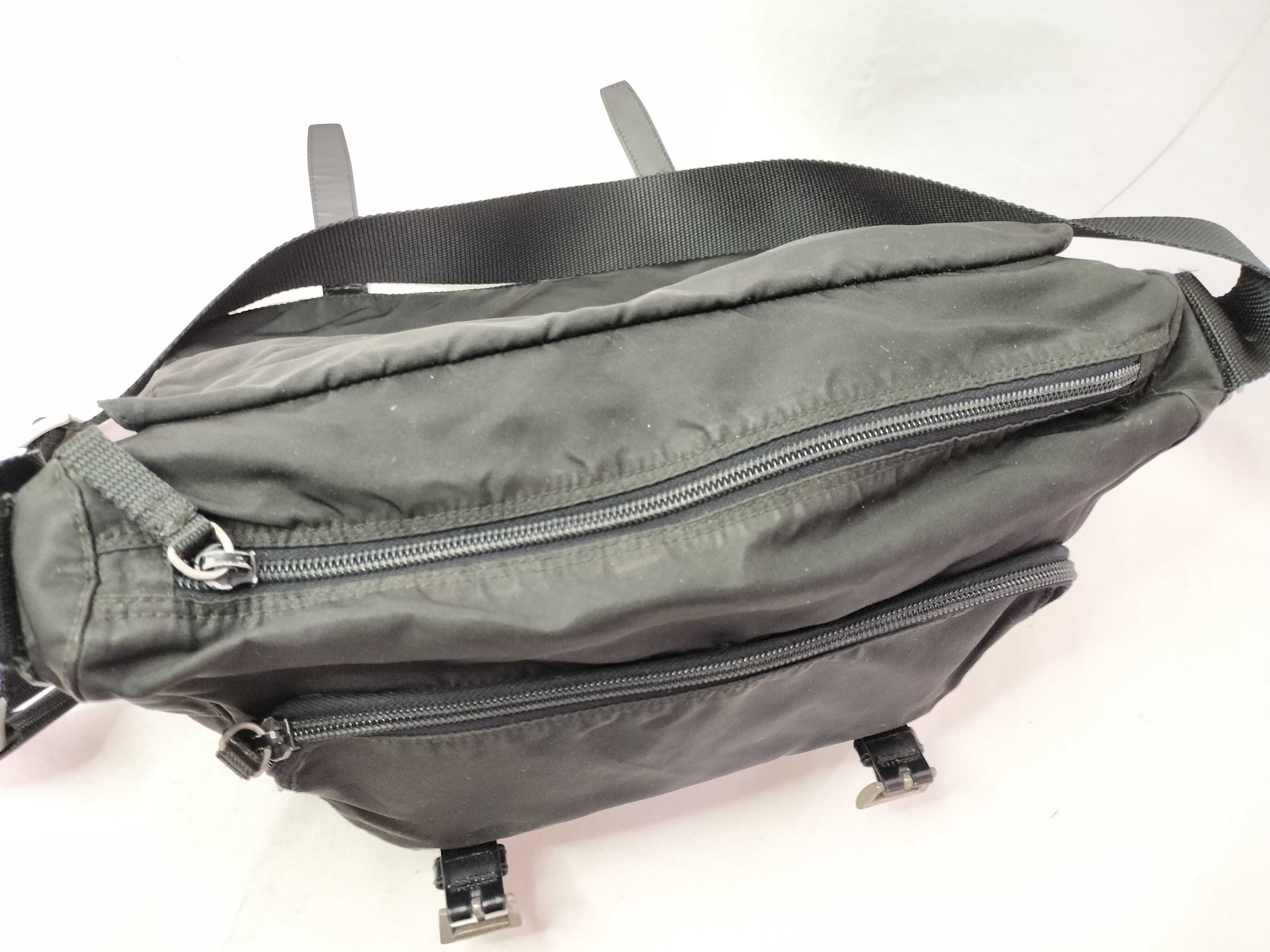 Nylon Messenger Shoulder Bag (Black) — view 14
