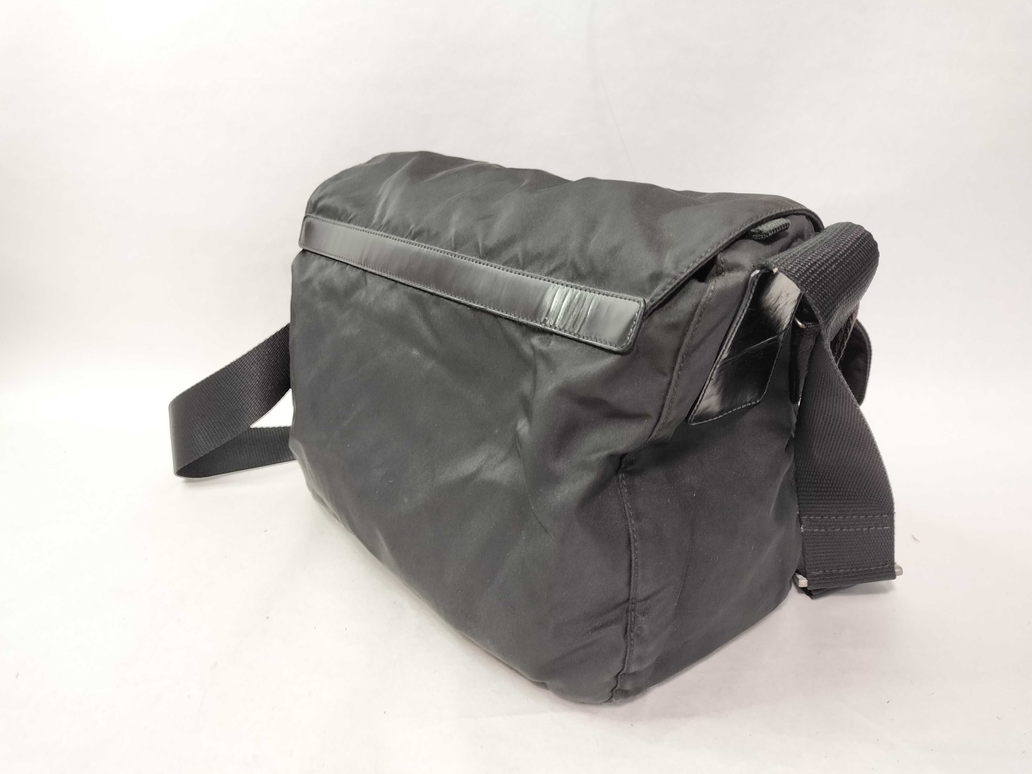Nylon Messenger Shoulder Bag (Black) — view 3