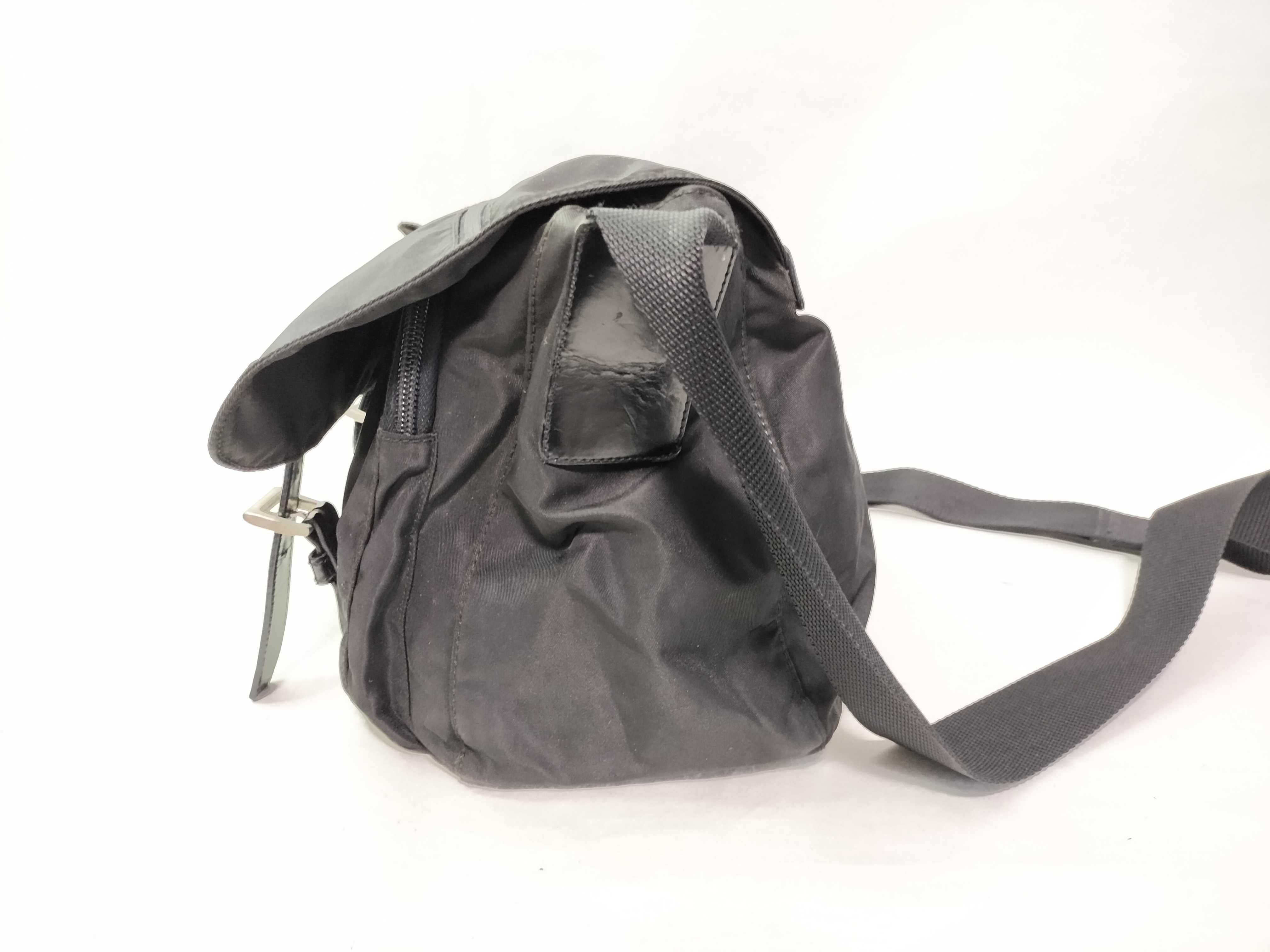 Nylon Messenger Shoulder Bag (Black) — view 4