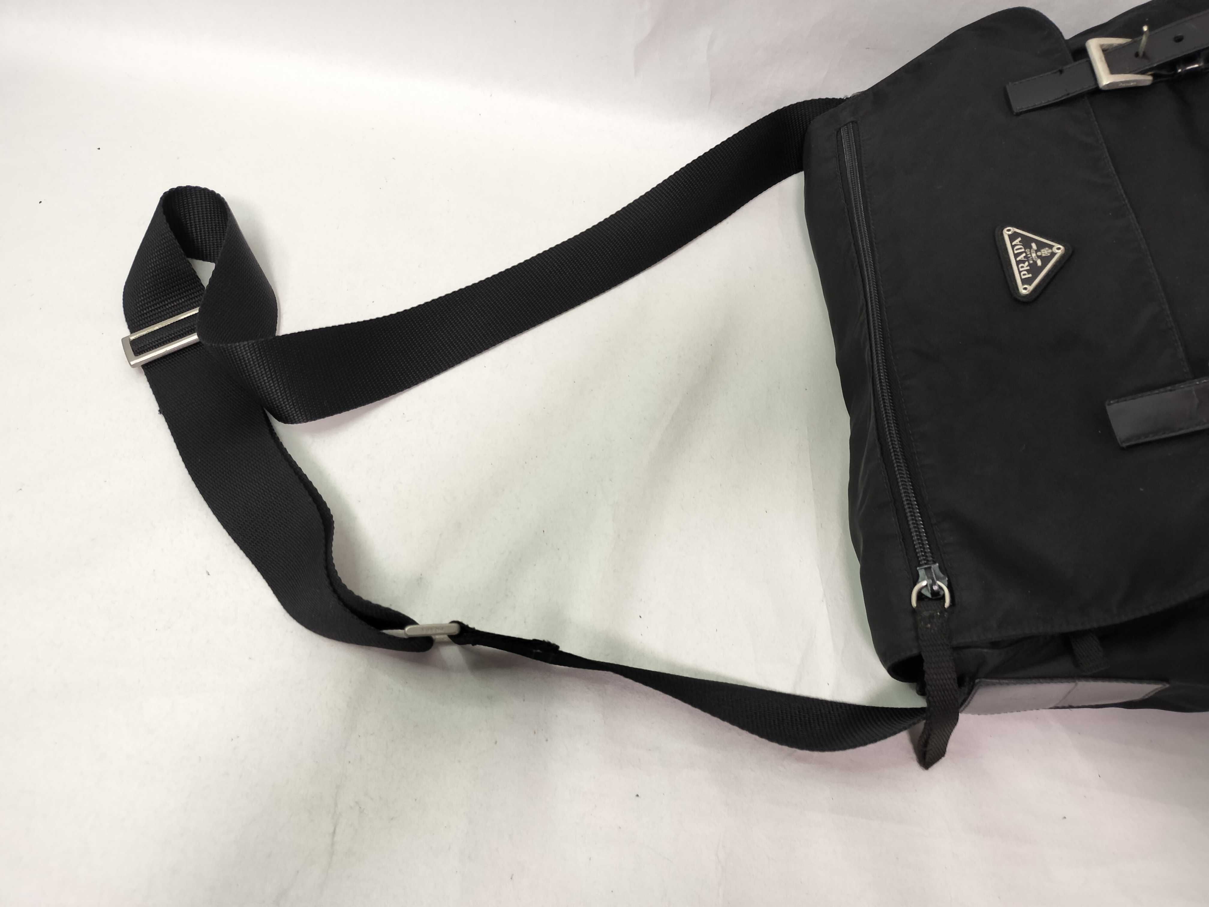 Nylon Messenger Shoulder Bag (Black) — view 5