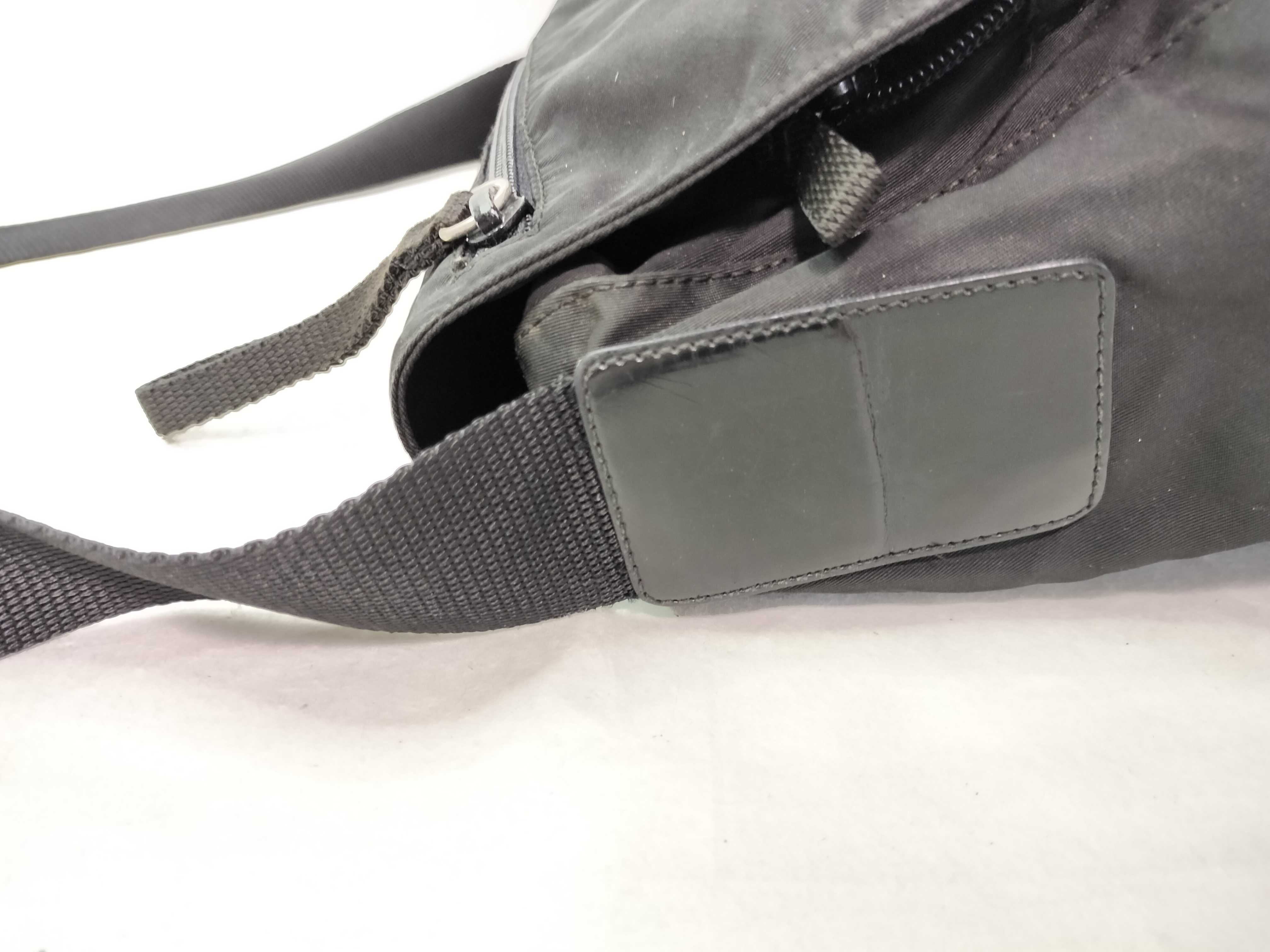 Nylon Messenger Shoulder Bag (Black) — view 8