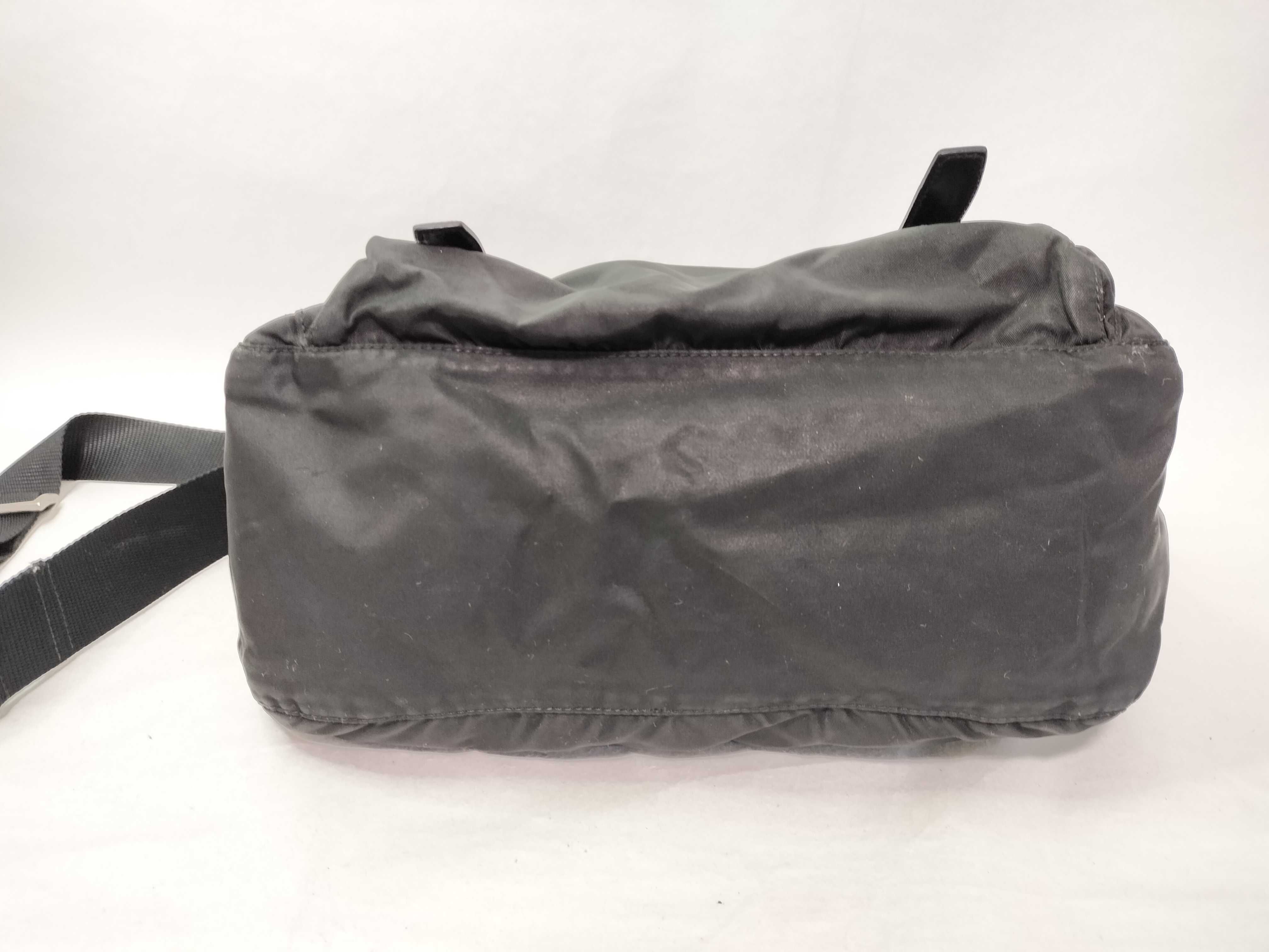 Nylon Messenger Shoulder Bag (Black) — view 9