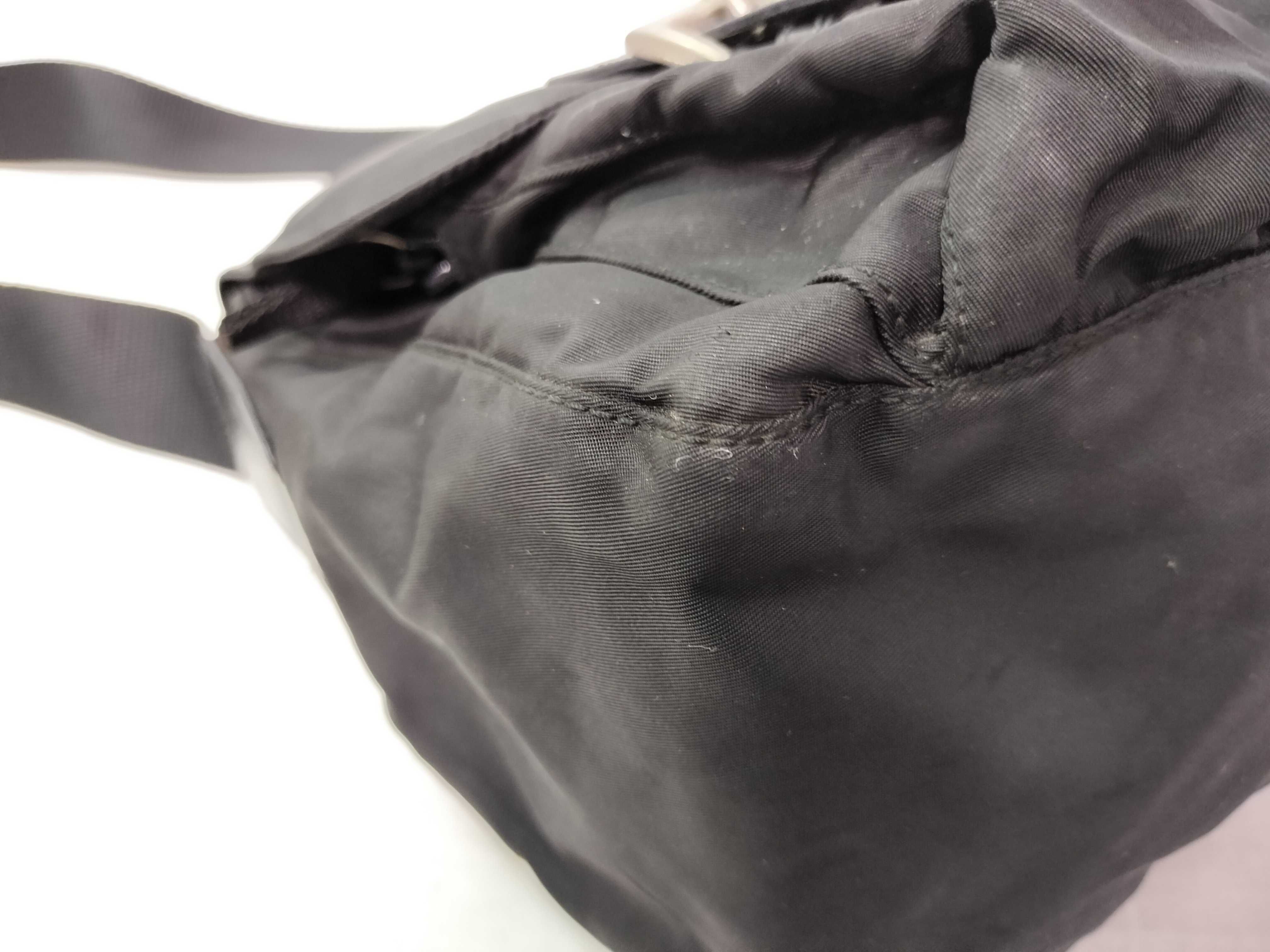 Nylon Messenger Shoulder Bag (Black) — view 10