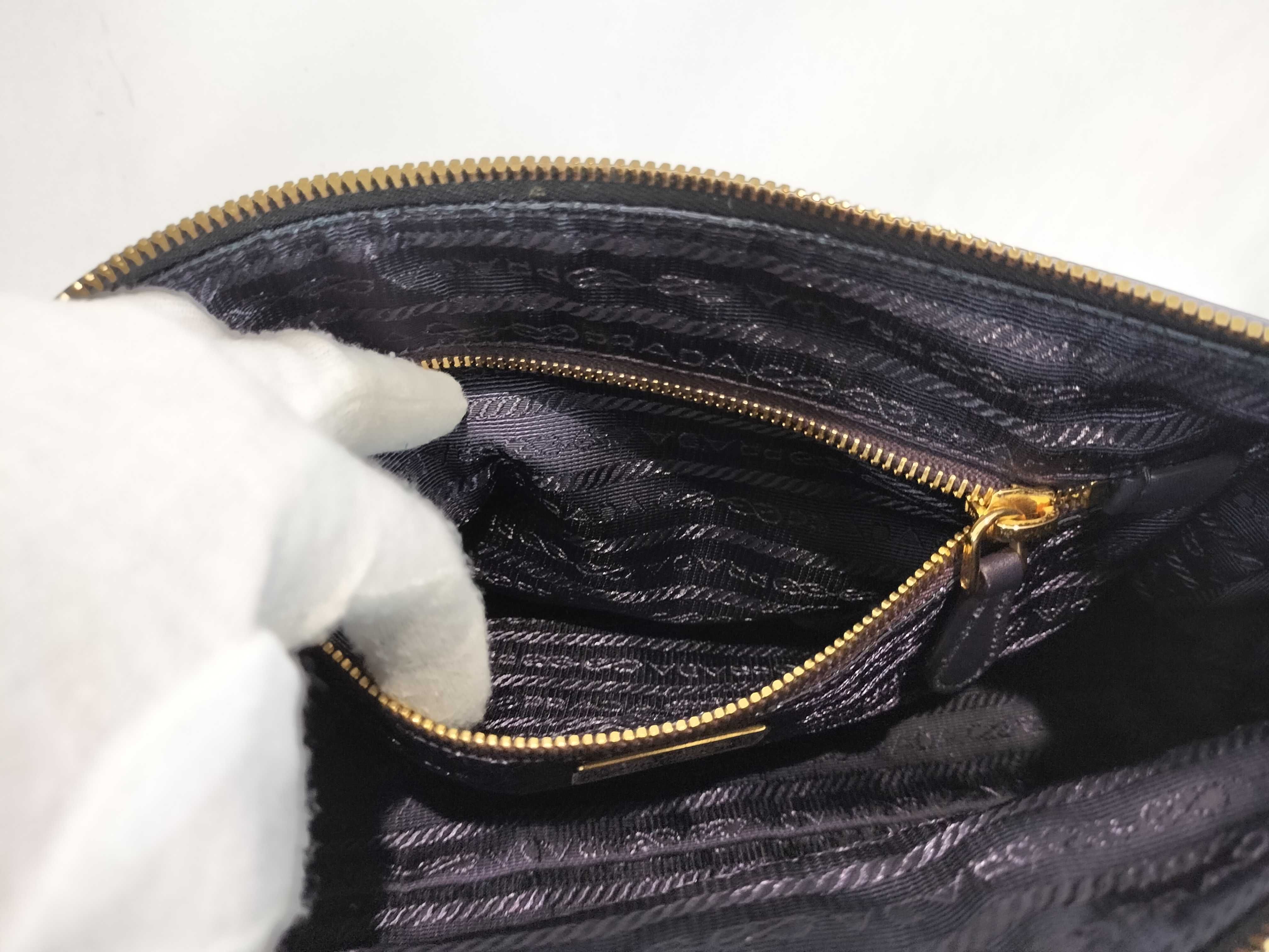 Nylon Shoulder Bag with Gold Hardware, Purple — view 11