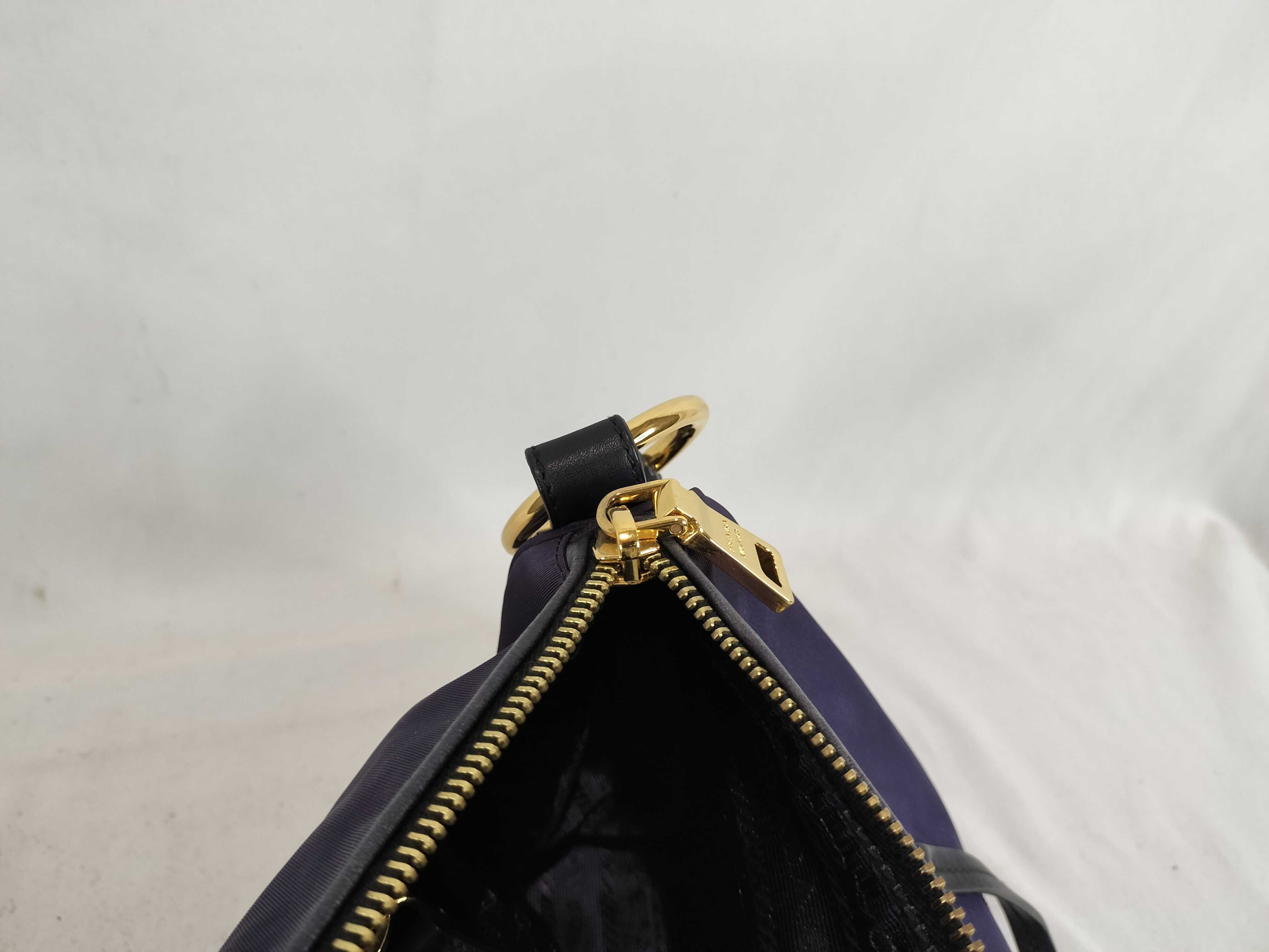 Nylon Shoulder Bag with Gold Hardware, Purple — view 13